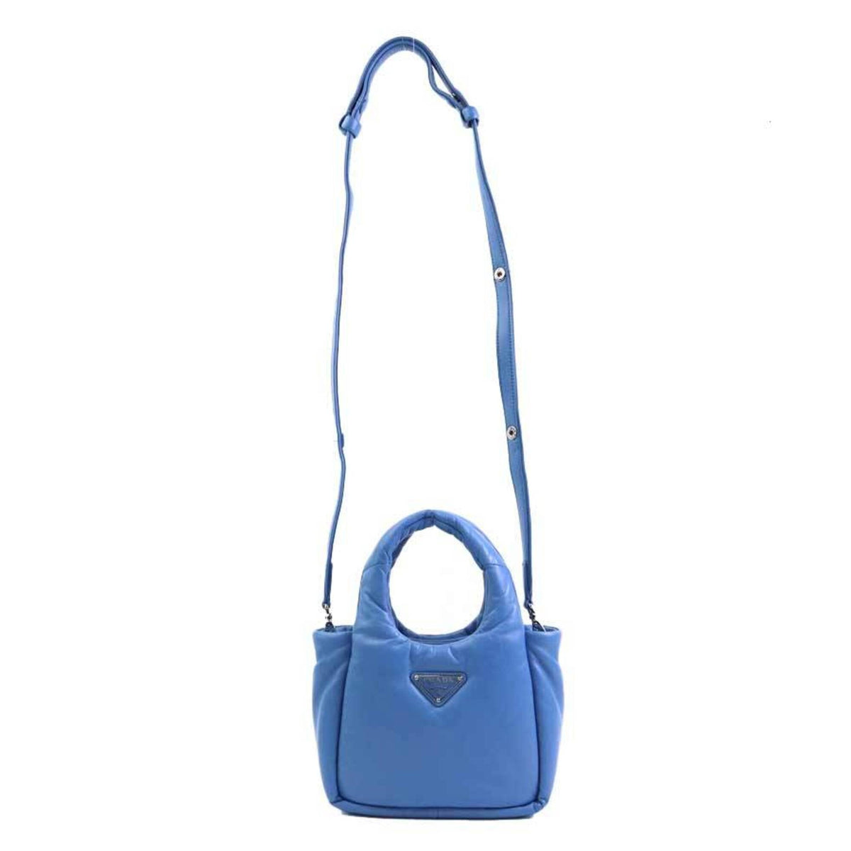 Prada Blue Leather Handbag Shoulder Bag (Pre-Owned)