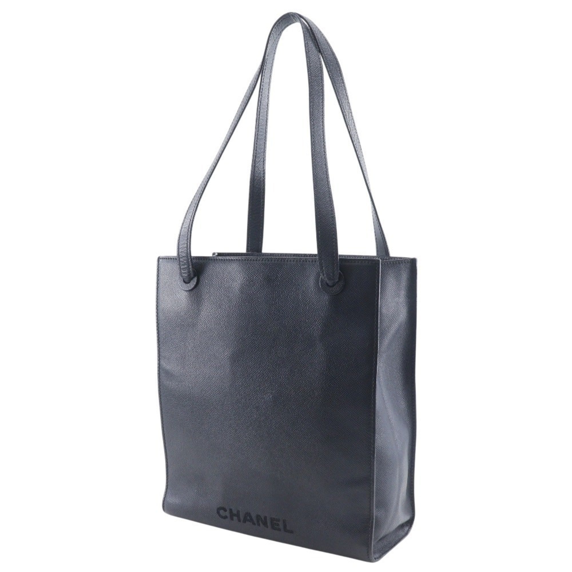 Chanel Black Grained Calfskin Tote Bag (Pre-Owned)