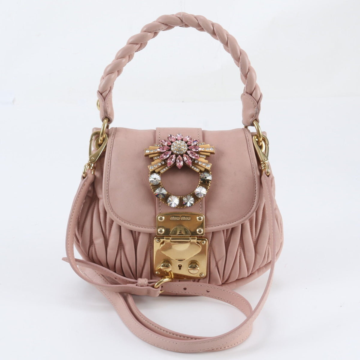 Miu Miu Pink Leather Handbag Shoulder Bag Tote Bag (Pre-Owned)