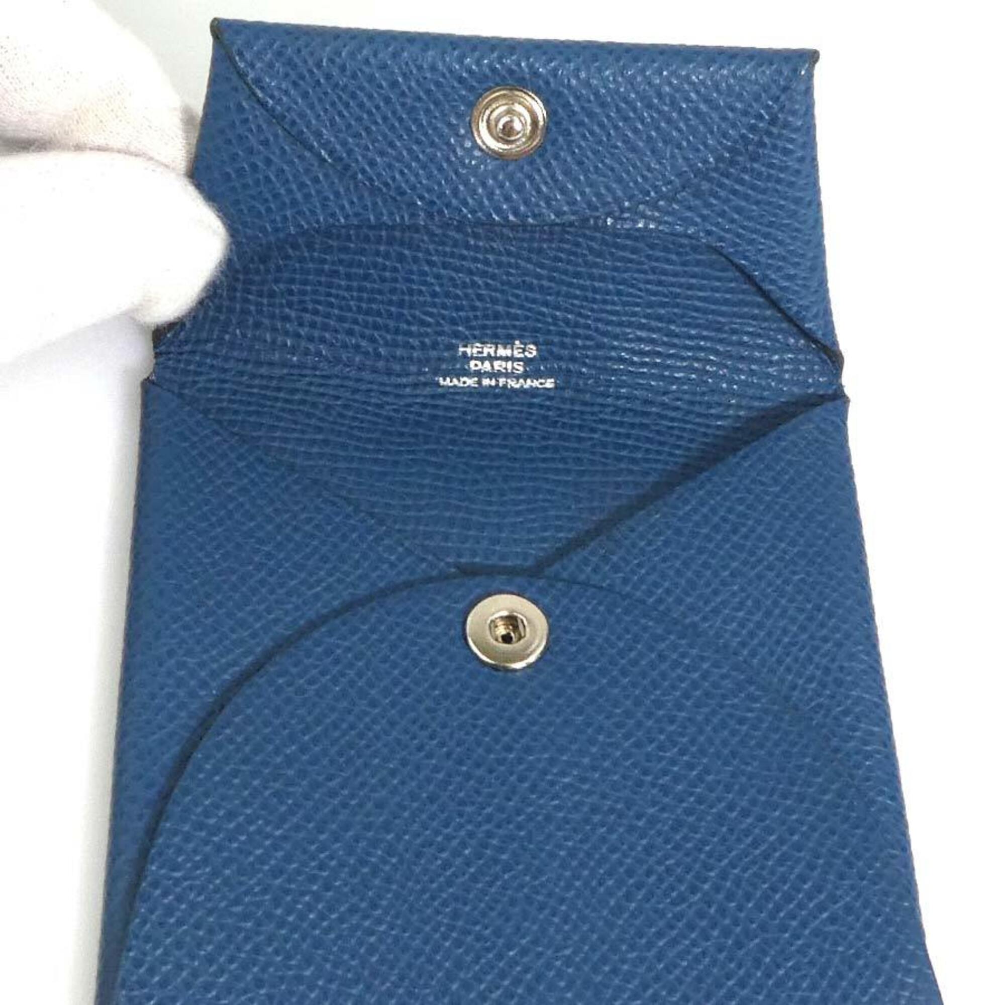 Hermes Navy Leather Coin Purse/Coin Case (Pre-Owned)