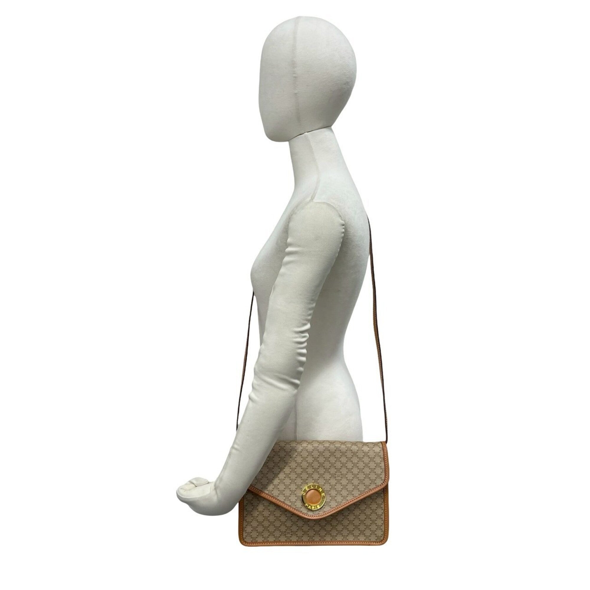Celine Beige Brown Pvc Leather Pochette Shoulder Bag (Pre-Owned)