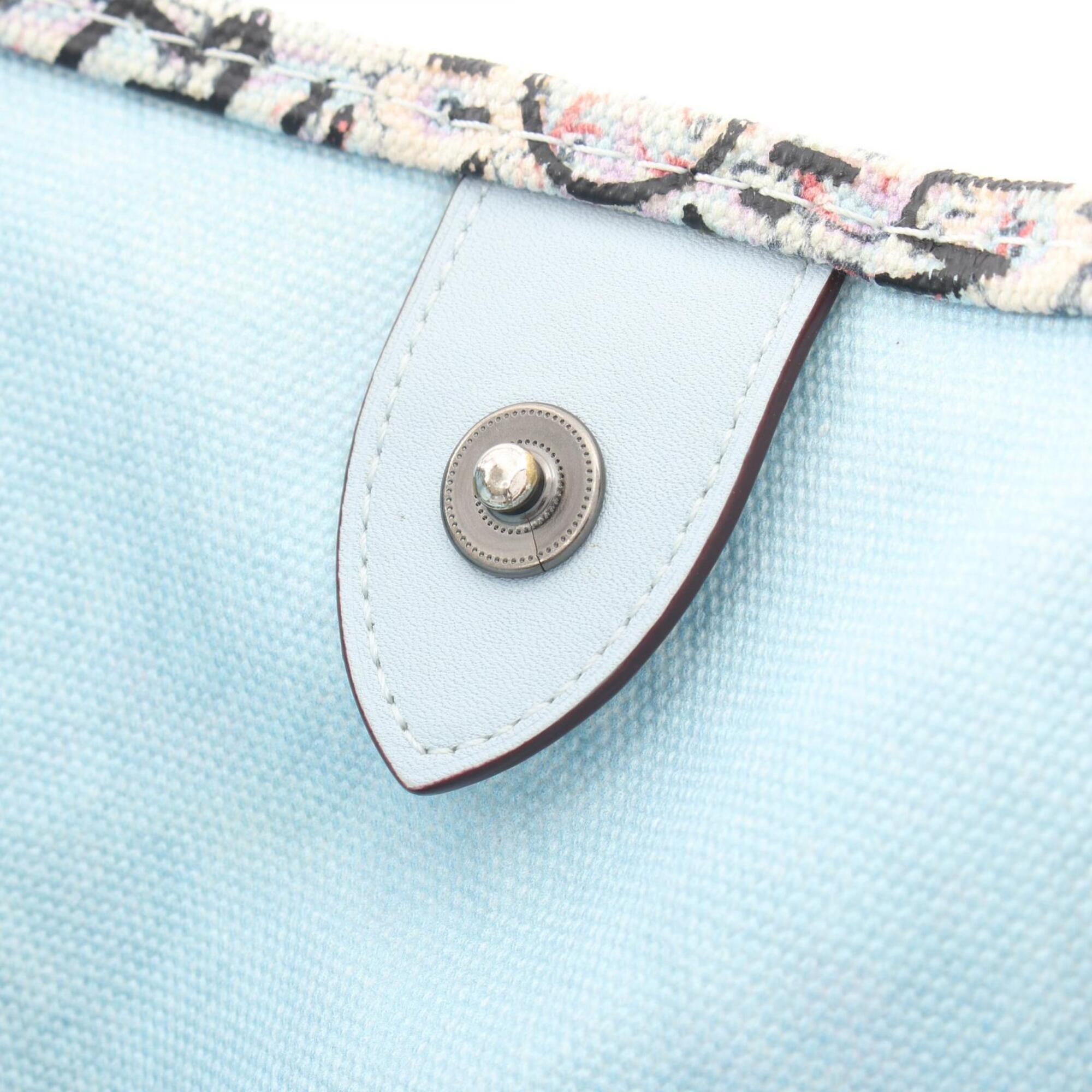 Coach Blue Multi-Color Canvas Leather Handbag Tote Bag (Pre-Owned)