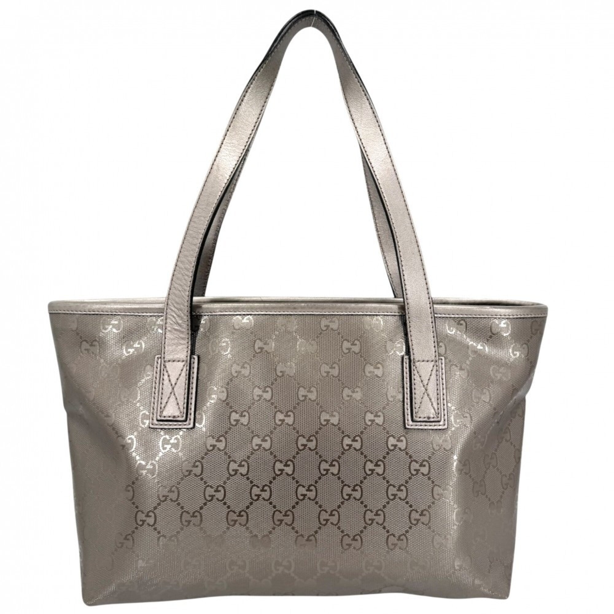 Gucci Metallic Gray Pvc Leather Handbag Tote Bag (Pre-Owned)