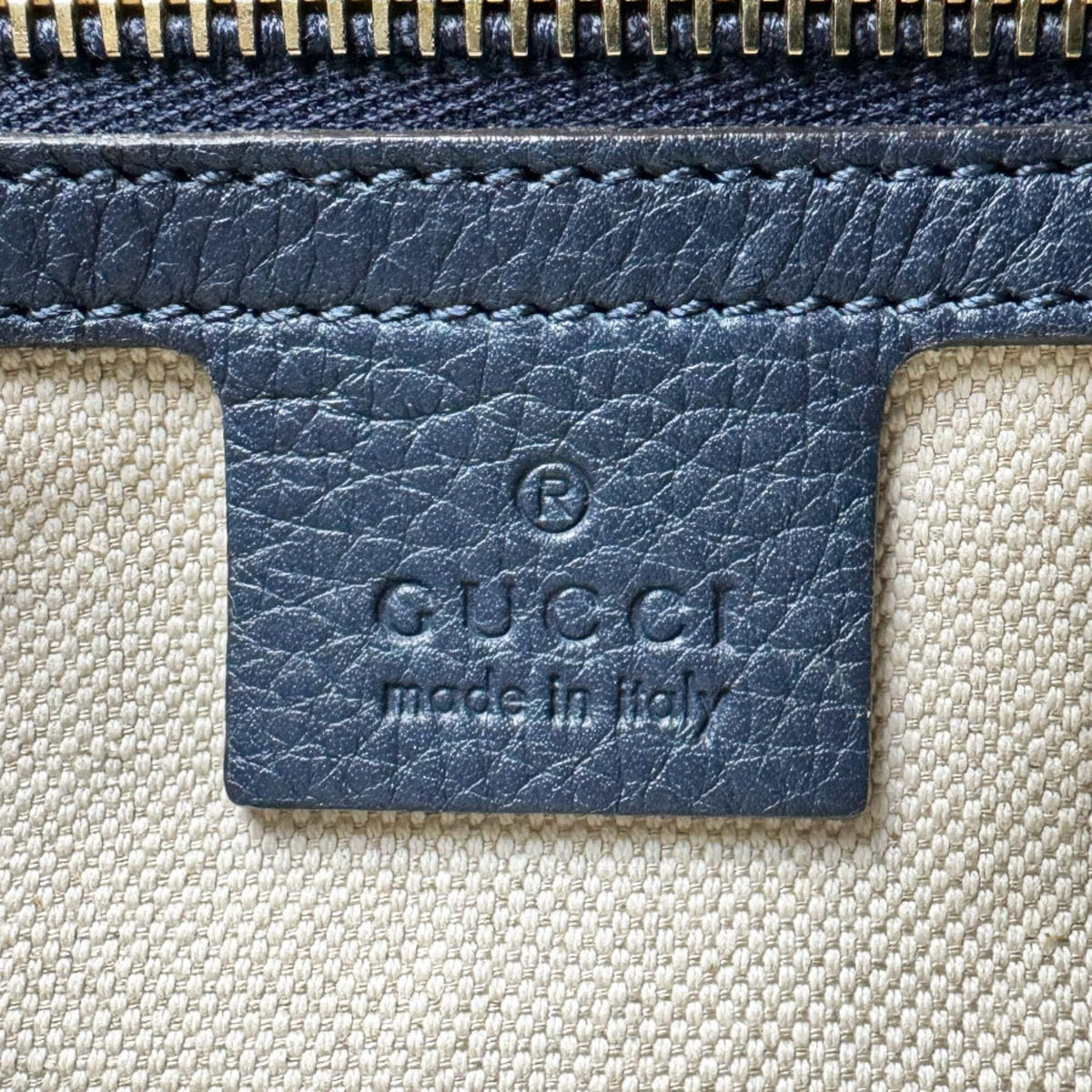 Gucci Navy Leather Handbag Shoulder Bag (Pre-Owned)