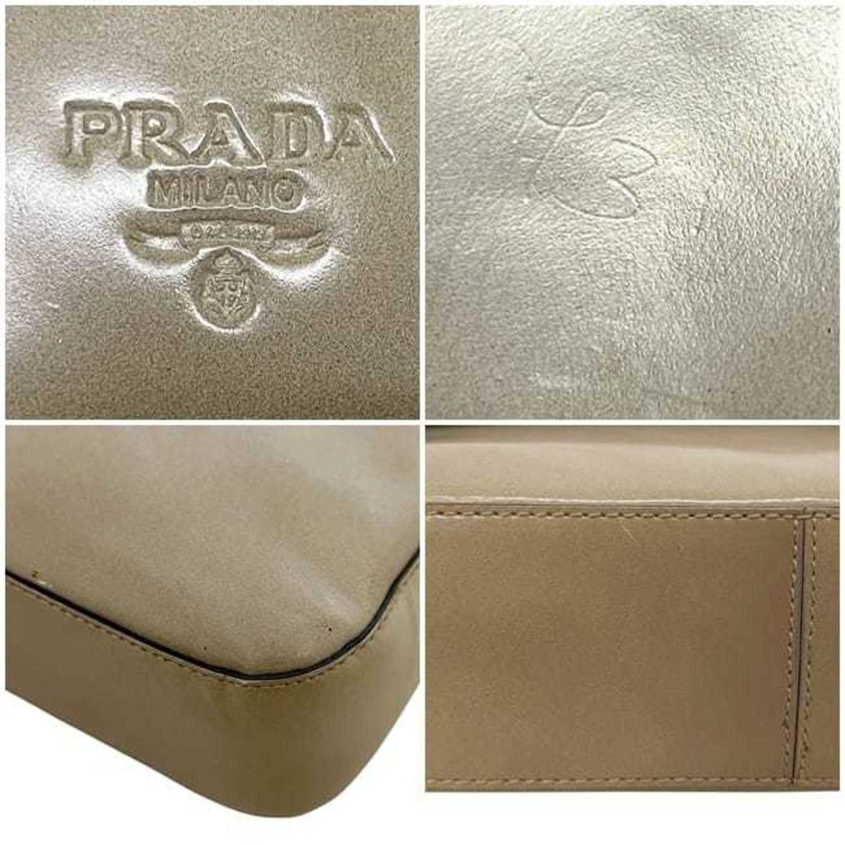 Prada Beige Leather Shoulder Bag (Pre-Owned)