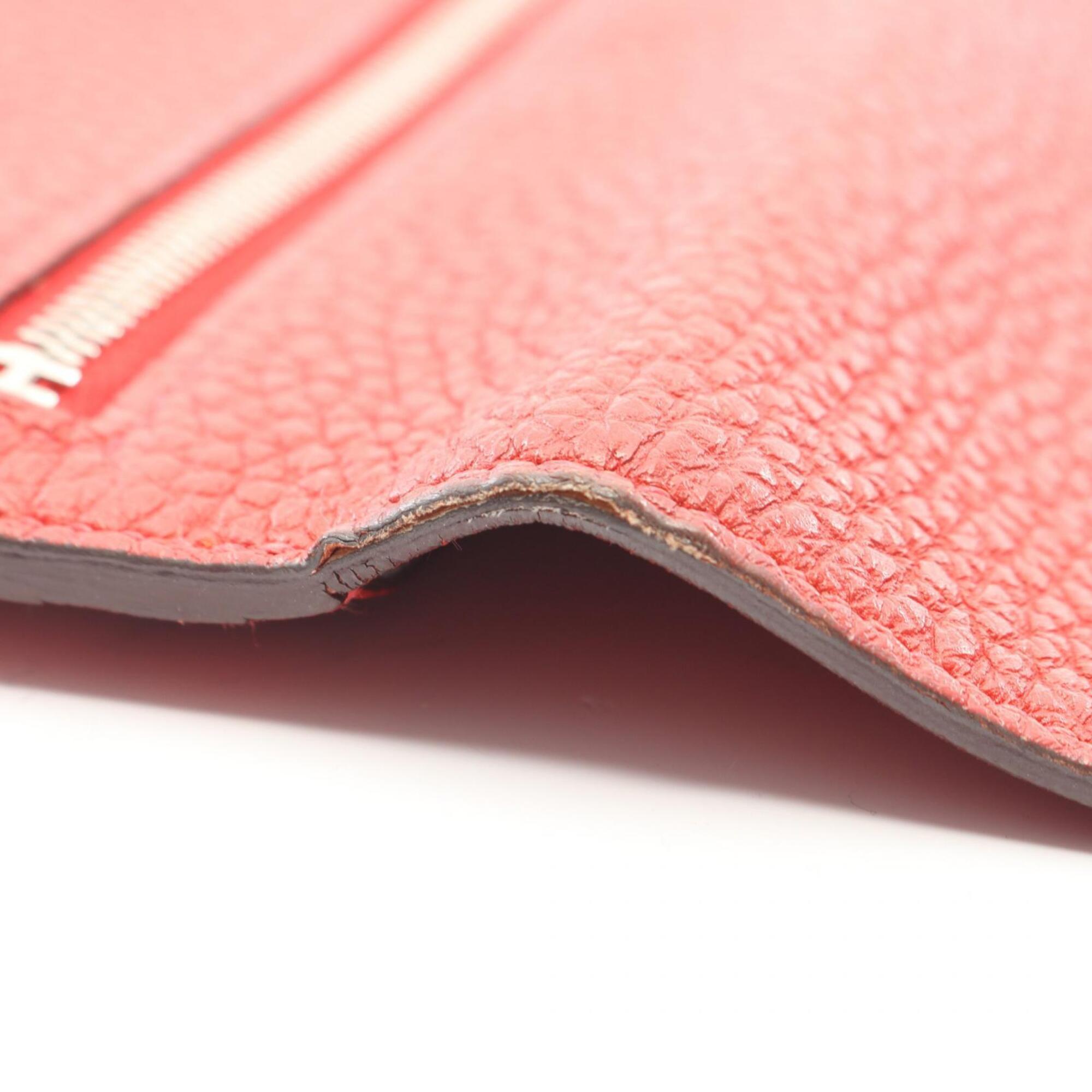 Hermes Red Color Vermilion Leather Long Wallet (Bi-Fold) (Pre-Owned)