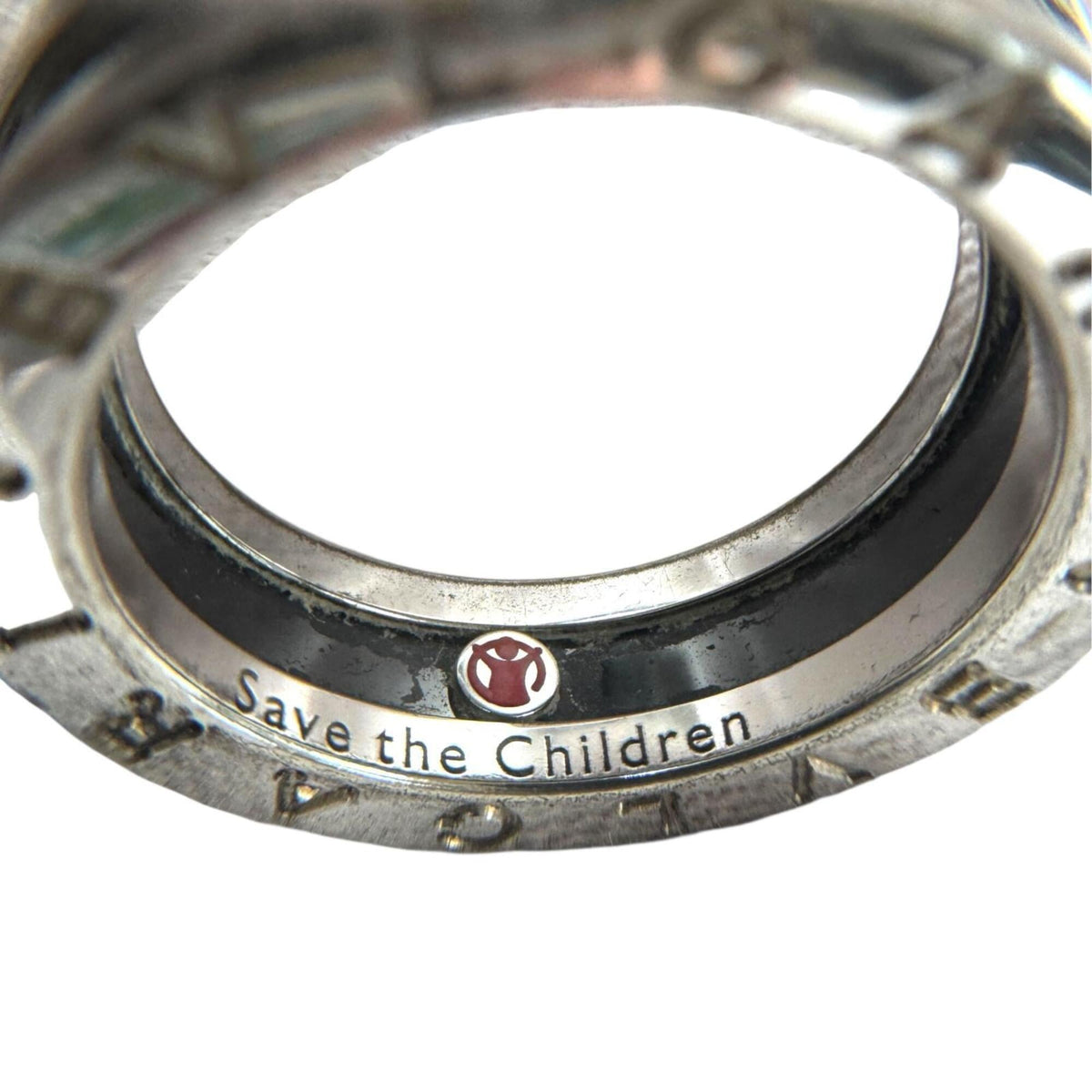 Bvlgari Silver Black Silver 925 Band Ring (Pre-Owned)