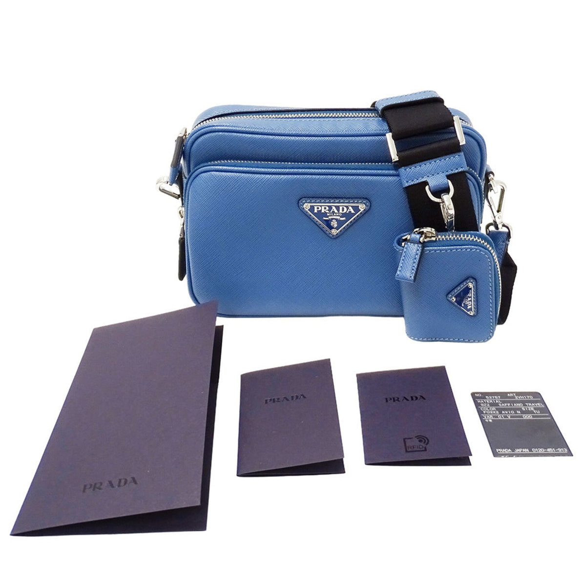 Prada Light Blue Saffiano Handbag Pouch Shoulder Bag (Pre-Owned)