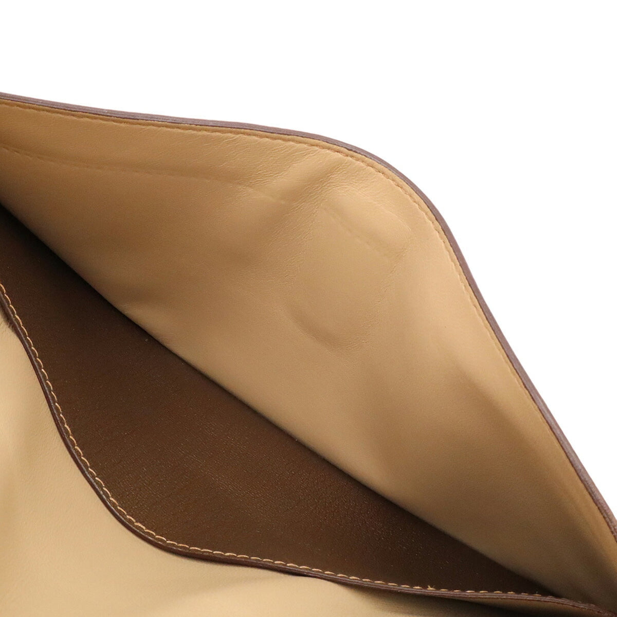Hermes Gold Khaki Chevre Leather Clutch Bag (Pre-Owned)