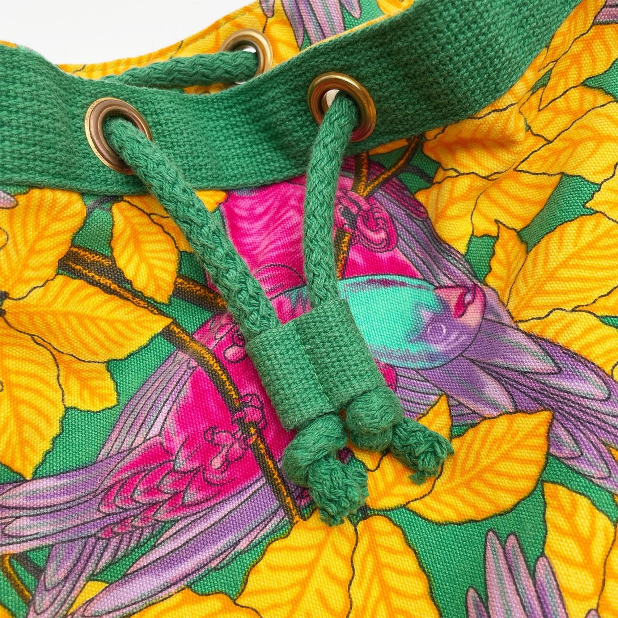 Hermes Green Pink Yellow Canvas Shoulder Bag (Pre-Owned)