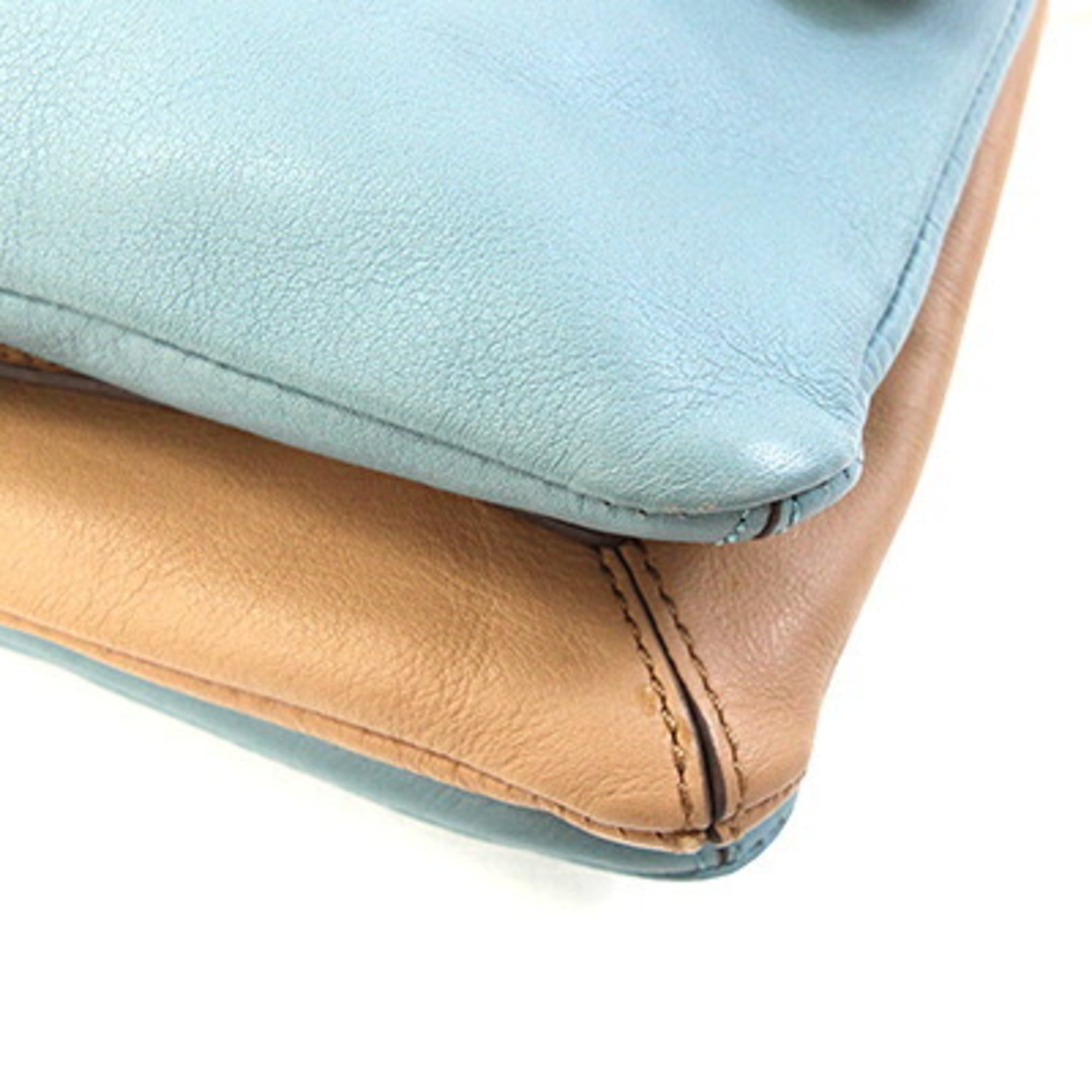 Anya Hindmarch Beige Light Blue Leather Pochette Shoulder Bag (Pre-Owned)