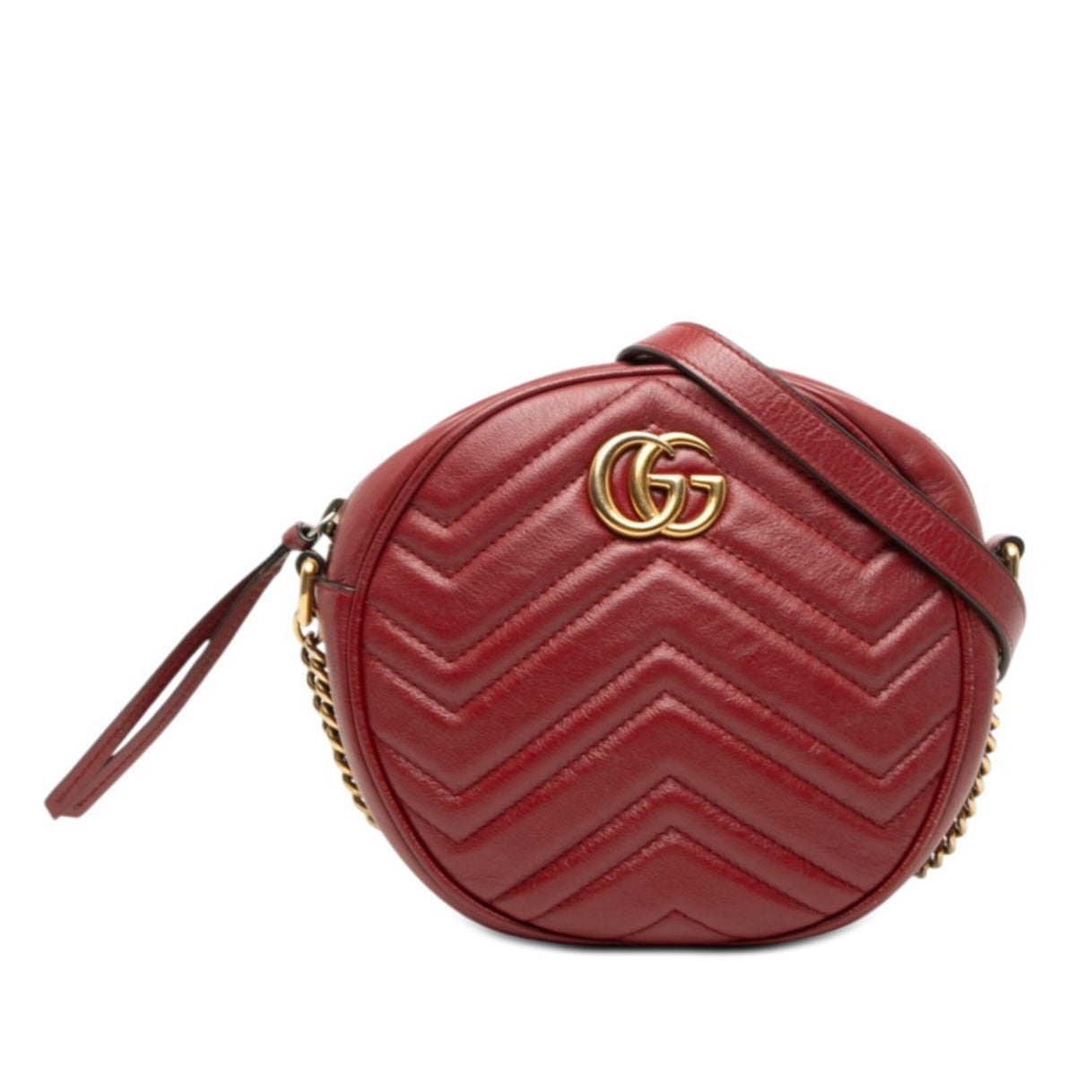 Gucci Gg Marmont Red Color Leather Shoulder Bag (Pre-Owned)