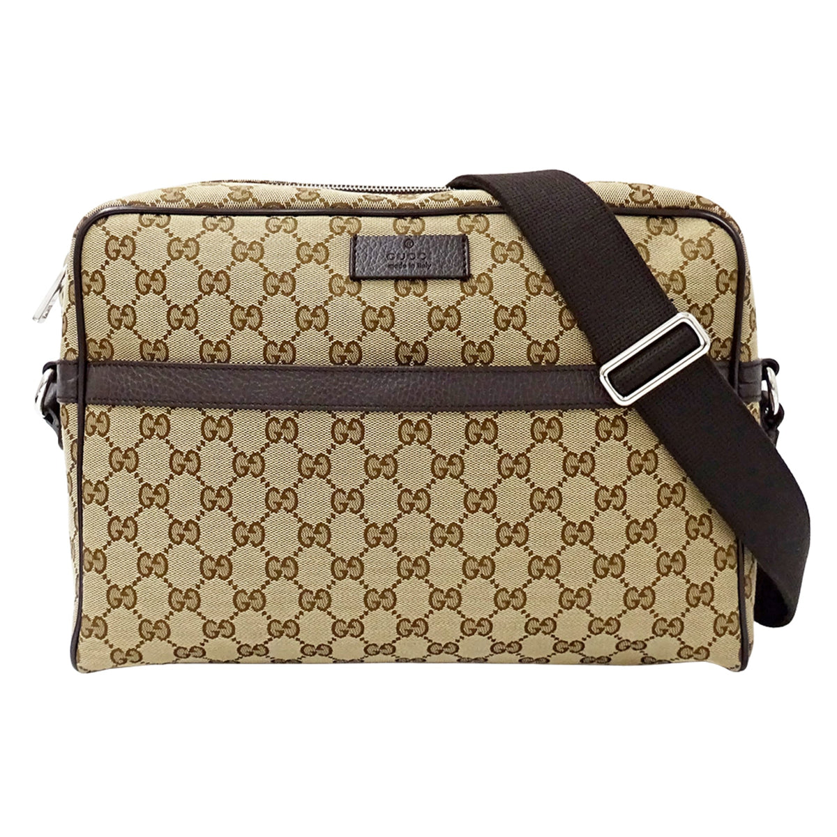 Gucci Beige Brown Gg Canvas Handbag Shoulder Bag (Pre-Owned)