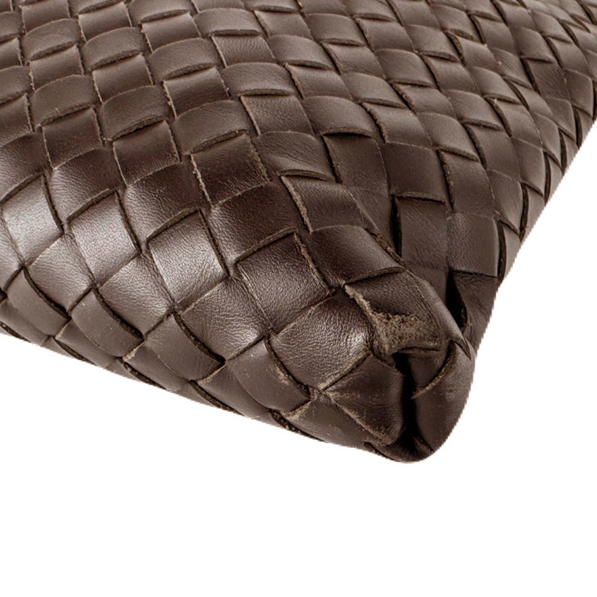 Bottega Veneta Intrecciato Black Brown Leather Shoulder Bag (Pre-Owned)