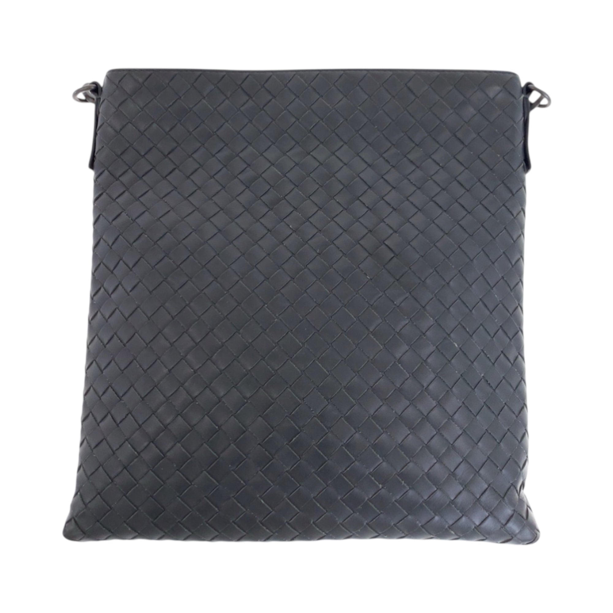 Bottega Veneta Charcoal Gray Leather Pochette Shoulder Bag (Pre-Owned)