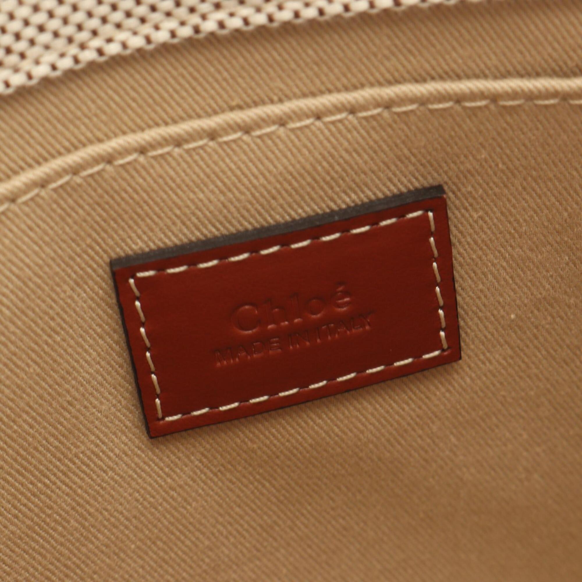Chloé Beige Brown Canvas Leather Handbag (Pre-Owned)