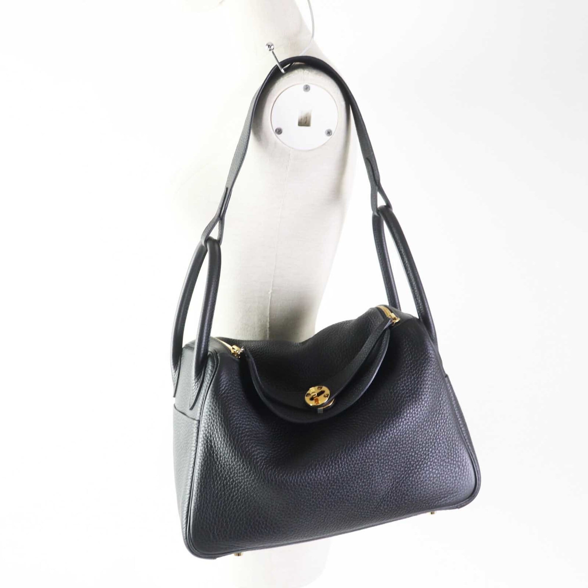 Hermes Lindy Black Taurillon Clemence Leather Shoulder Bag (Pre-Owned)