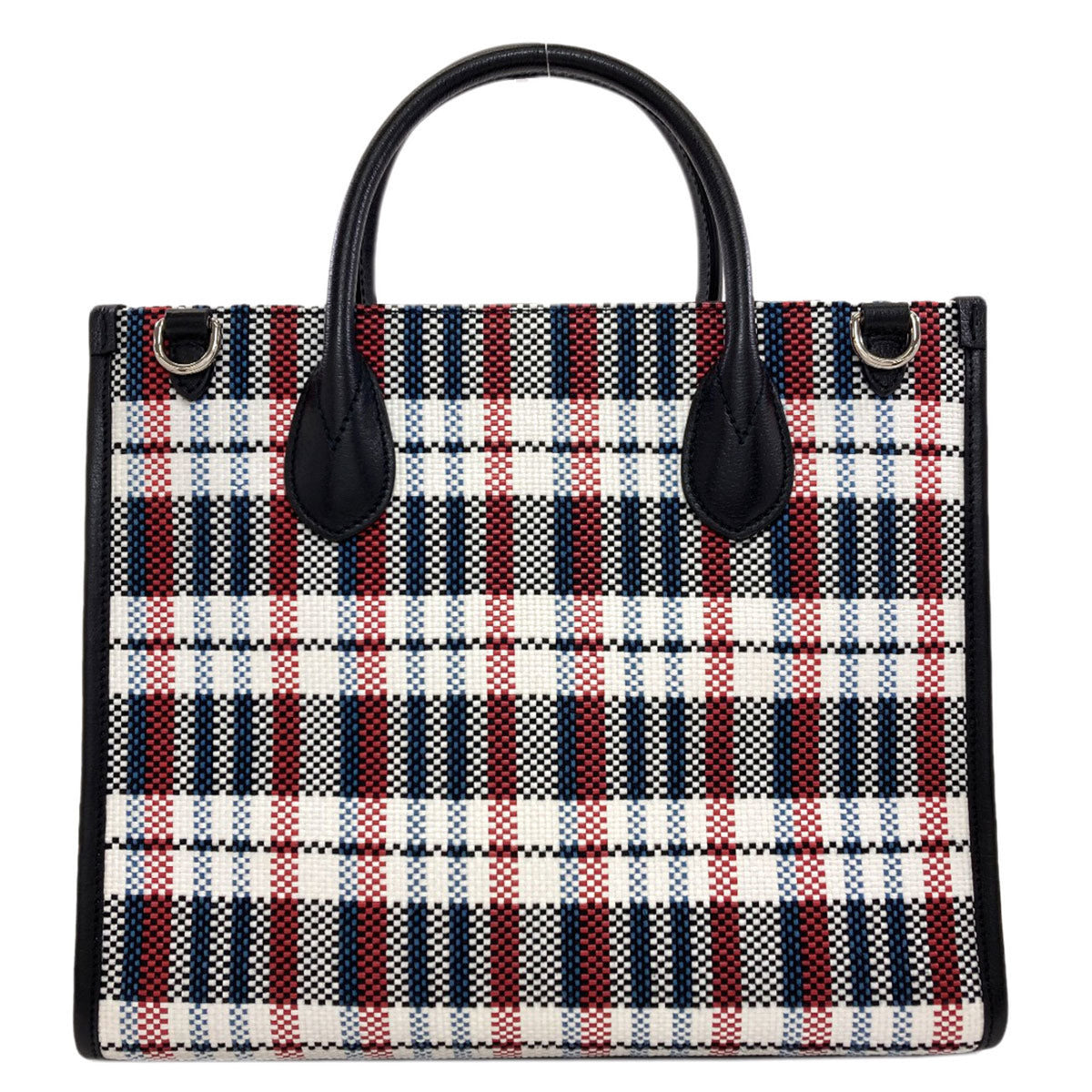 Gucci Black Blue Red Color White Canvas Handbag (Pre-Owned)
