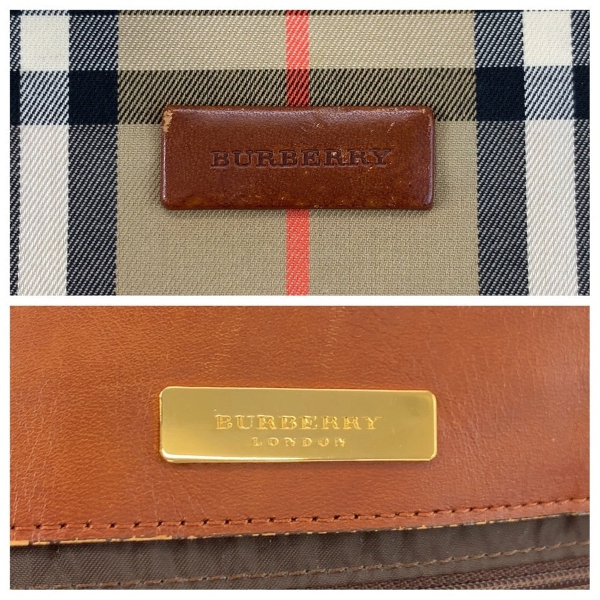 Burberry Beige Brown Canvas Leather Shoulder Bag Tote Bag (Pre-Owned)