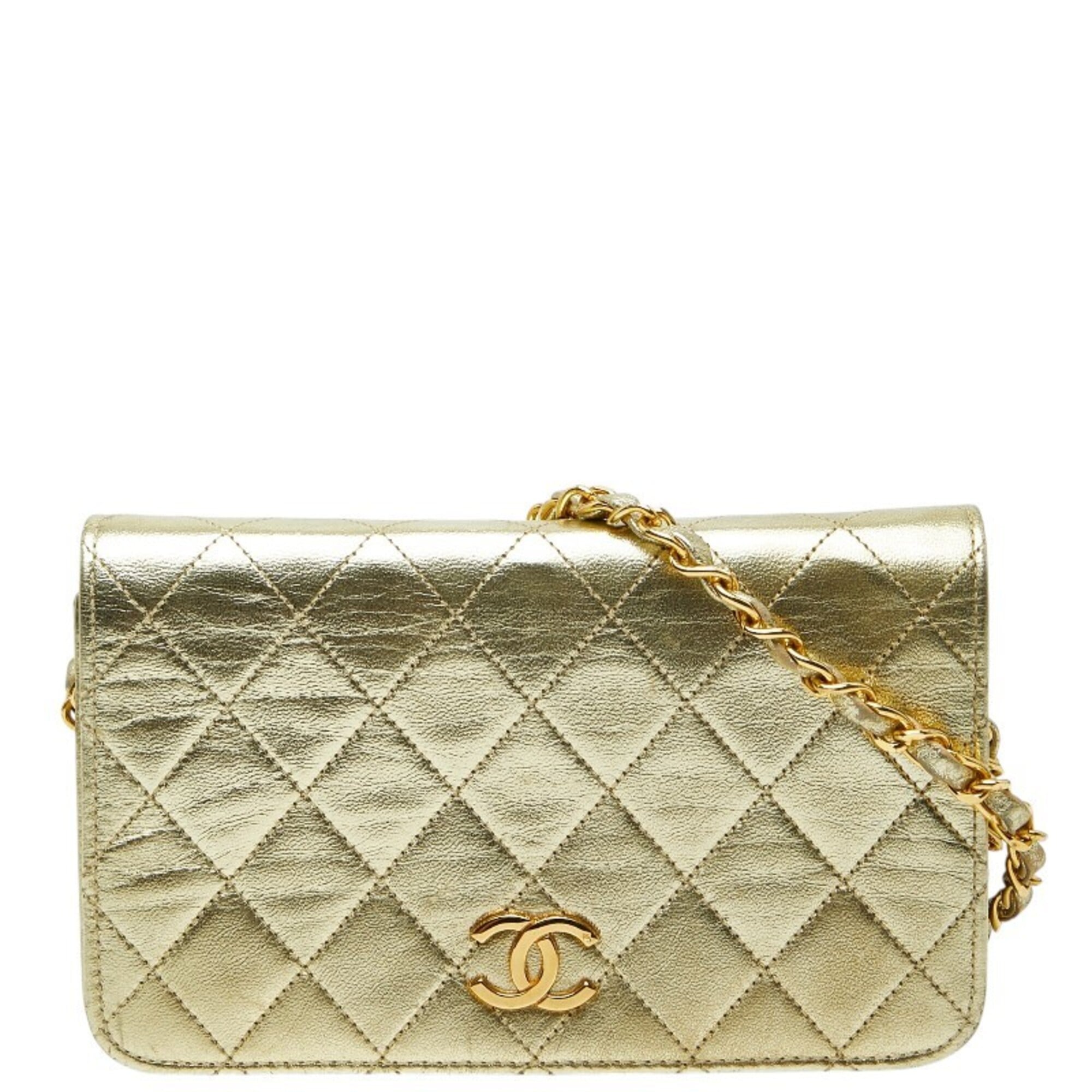 Chanel Gold Leather Shoulder Bag (Pre-Owned)