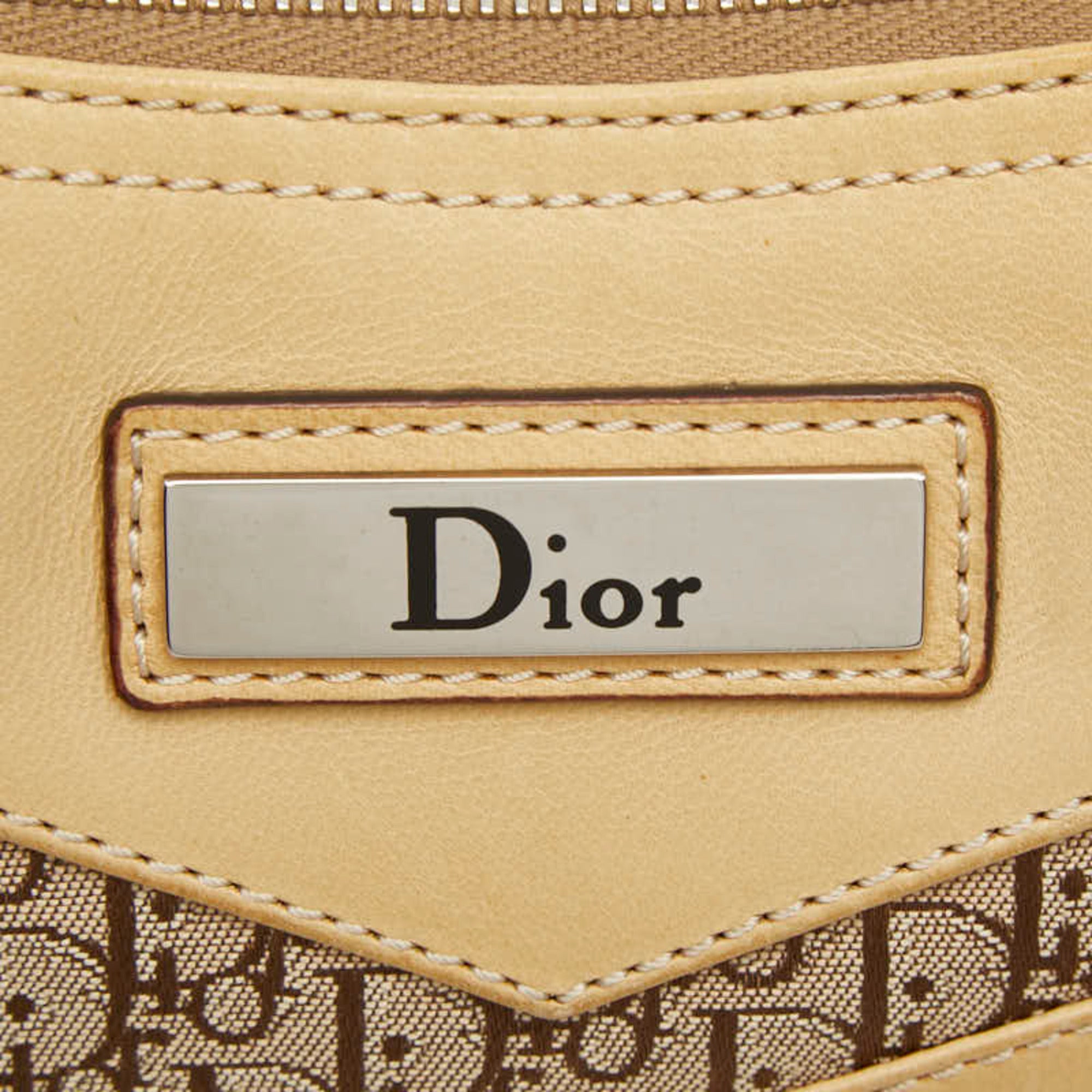 Christian Dior Beige Canvas Leather Shoulder Bag (Pre-Owned)