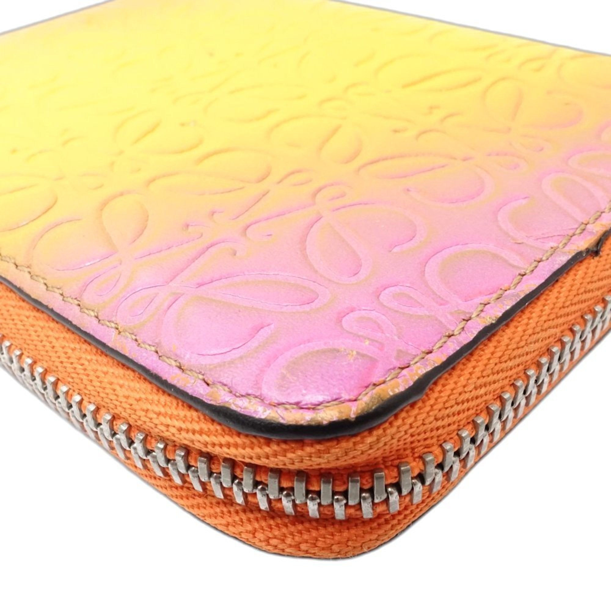 Loewe Multi-Color Orange Leather Coin Purse/Coin Case (Pre-Owned)