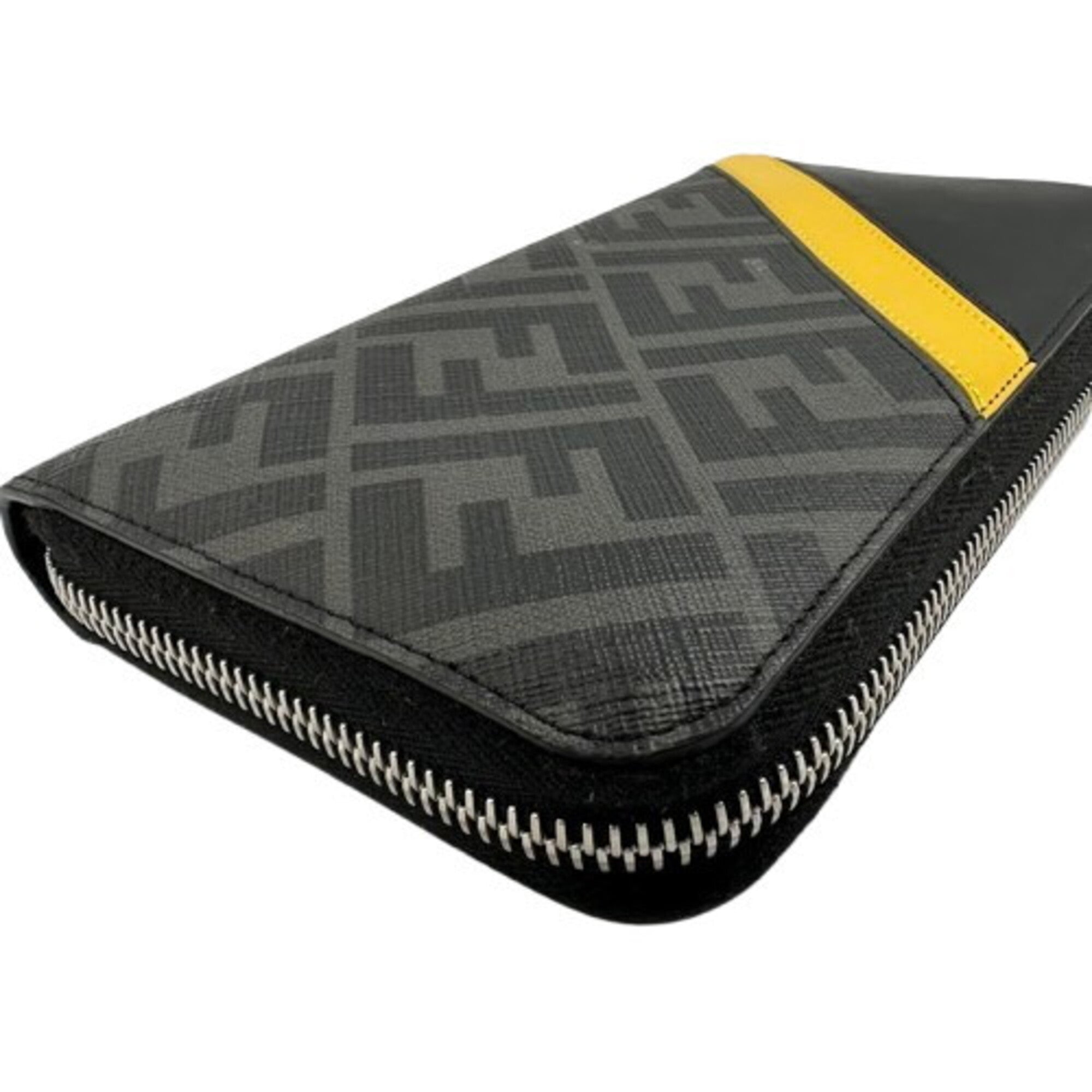 Fendi Black Yellow Leather Long Wallet (Bi-Fold) (Pre-Owned)