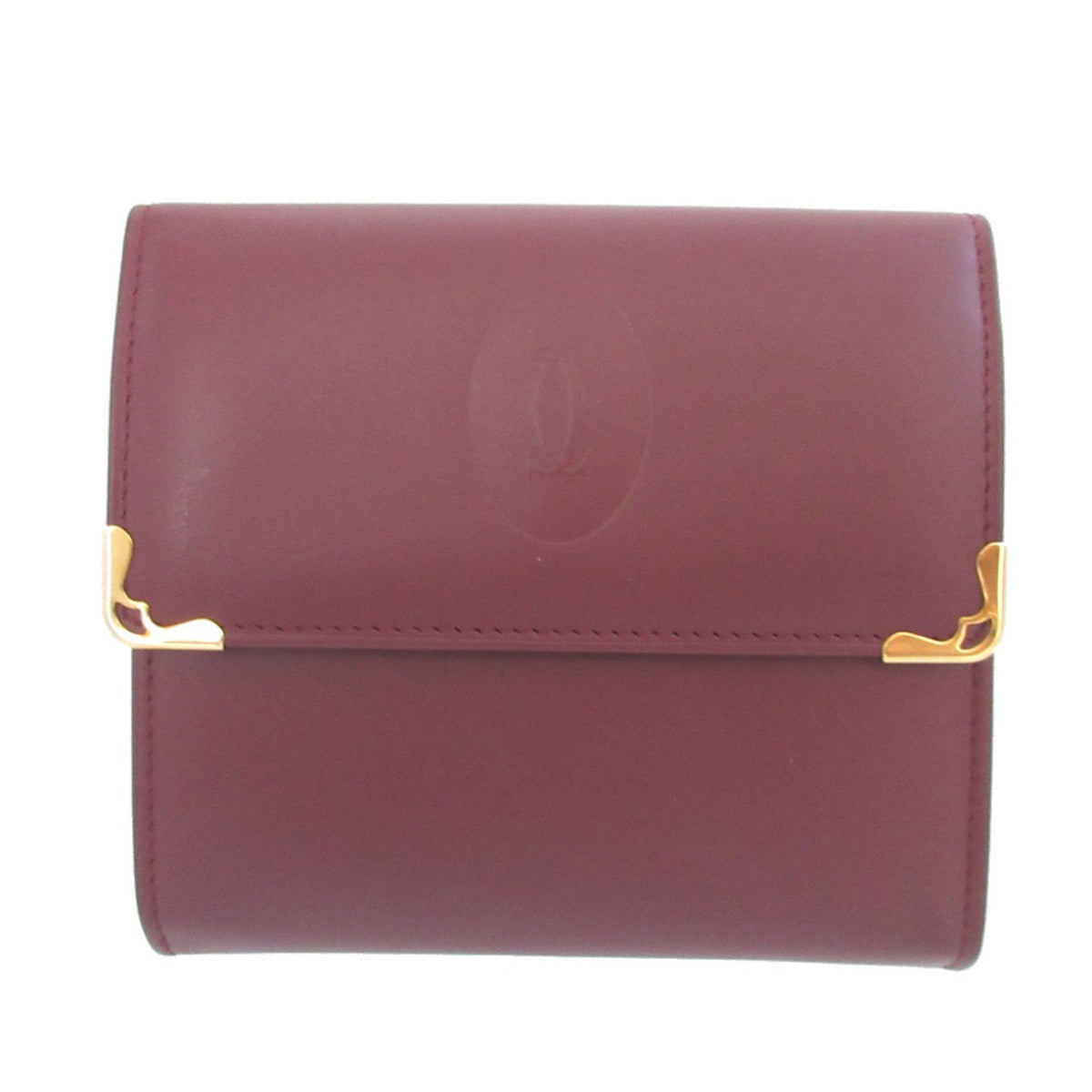 Cartier Bordeaux Red Color Leather Wallet (Tri-Fold) (Pre-Owned)