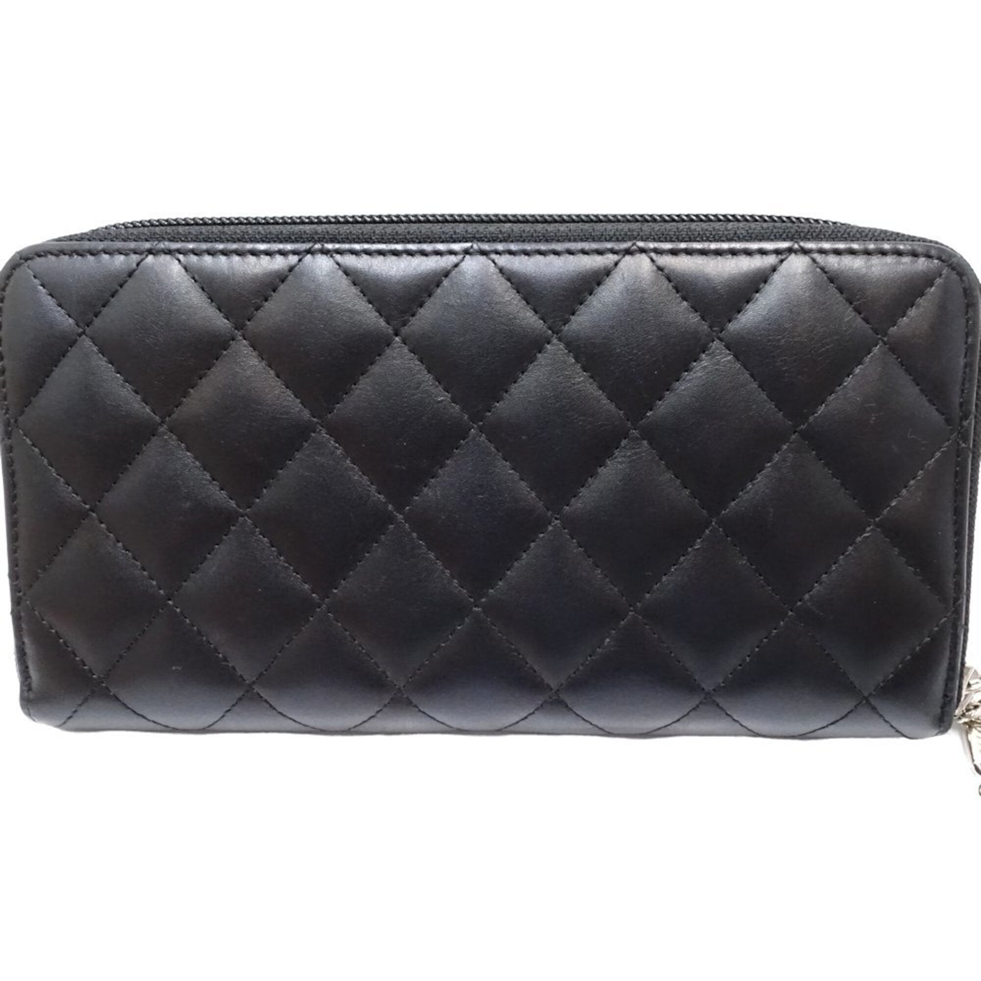 Chanel Black Leather Long Wallet (Bi-Fold) (Pre-Owned)