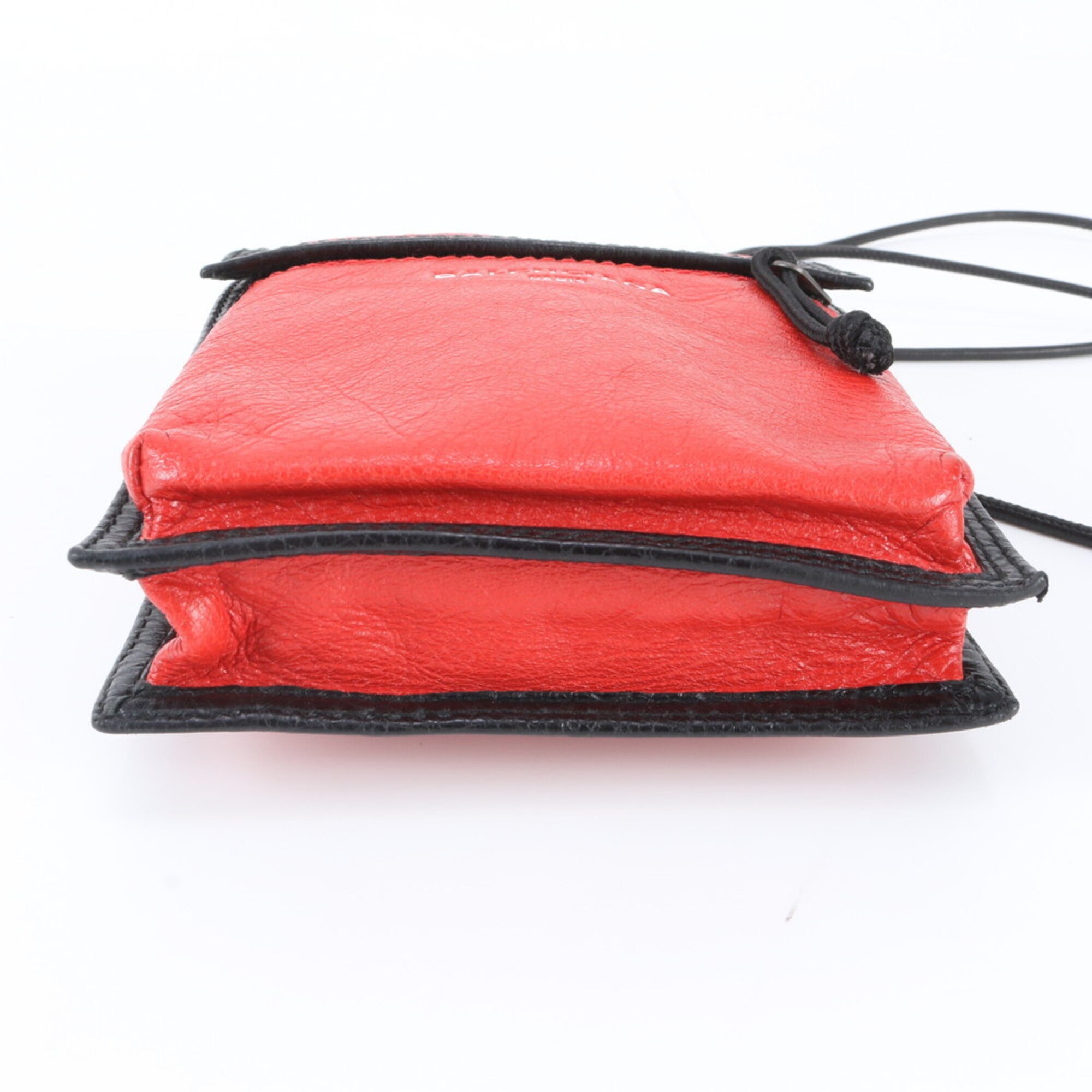 Balenciaga Black Red Color Leather Messenger Bag Shoulder Bag (Pre-Owned)