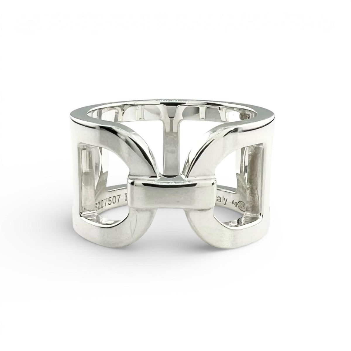 Hermes Silver Silver 925 Band Ring (Pre-Owned)