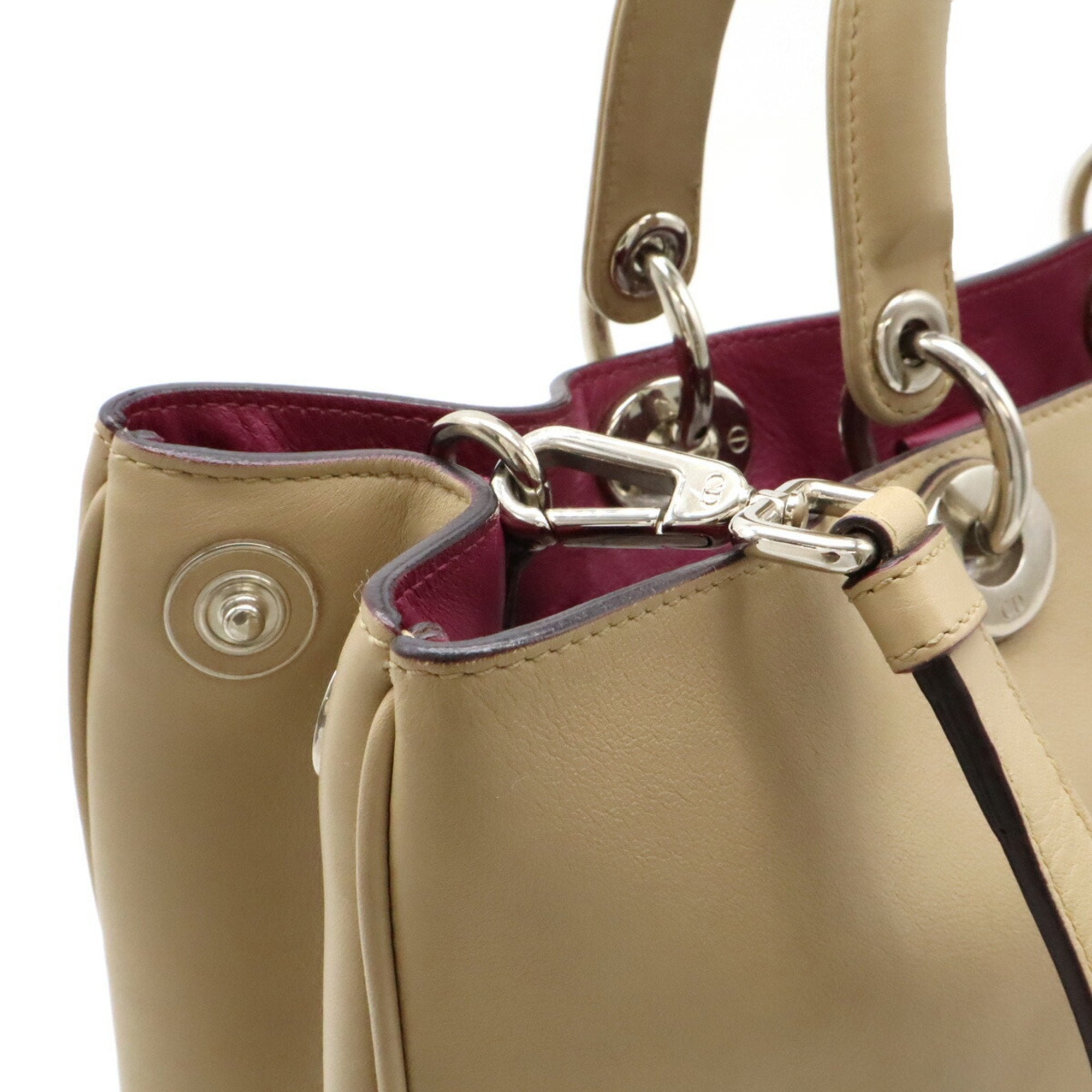 Christian Dior Diorissimo Beige Purple Handbag Pouch Shoulder Bag Tote Bag (Pre-Owned)