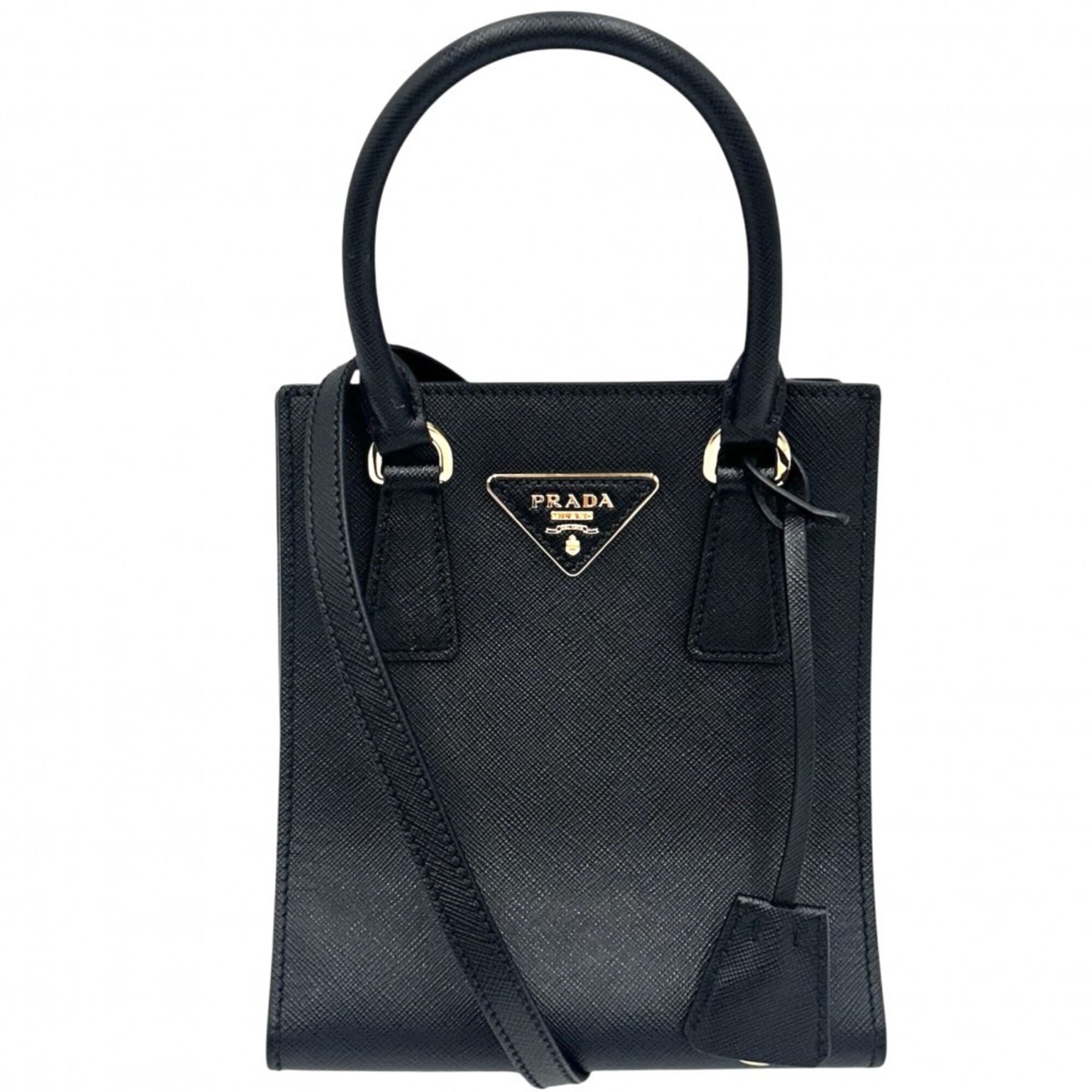 Prada Black Leather Handbag Shoulder Bag (Pre-Owned)