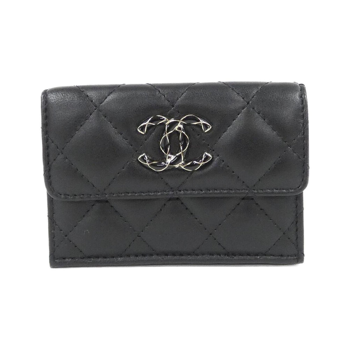 Chanel Black Leather Wallet (Tri-Fold) (Pre-Owned)