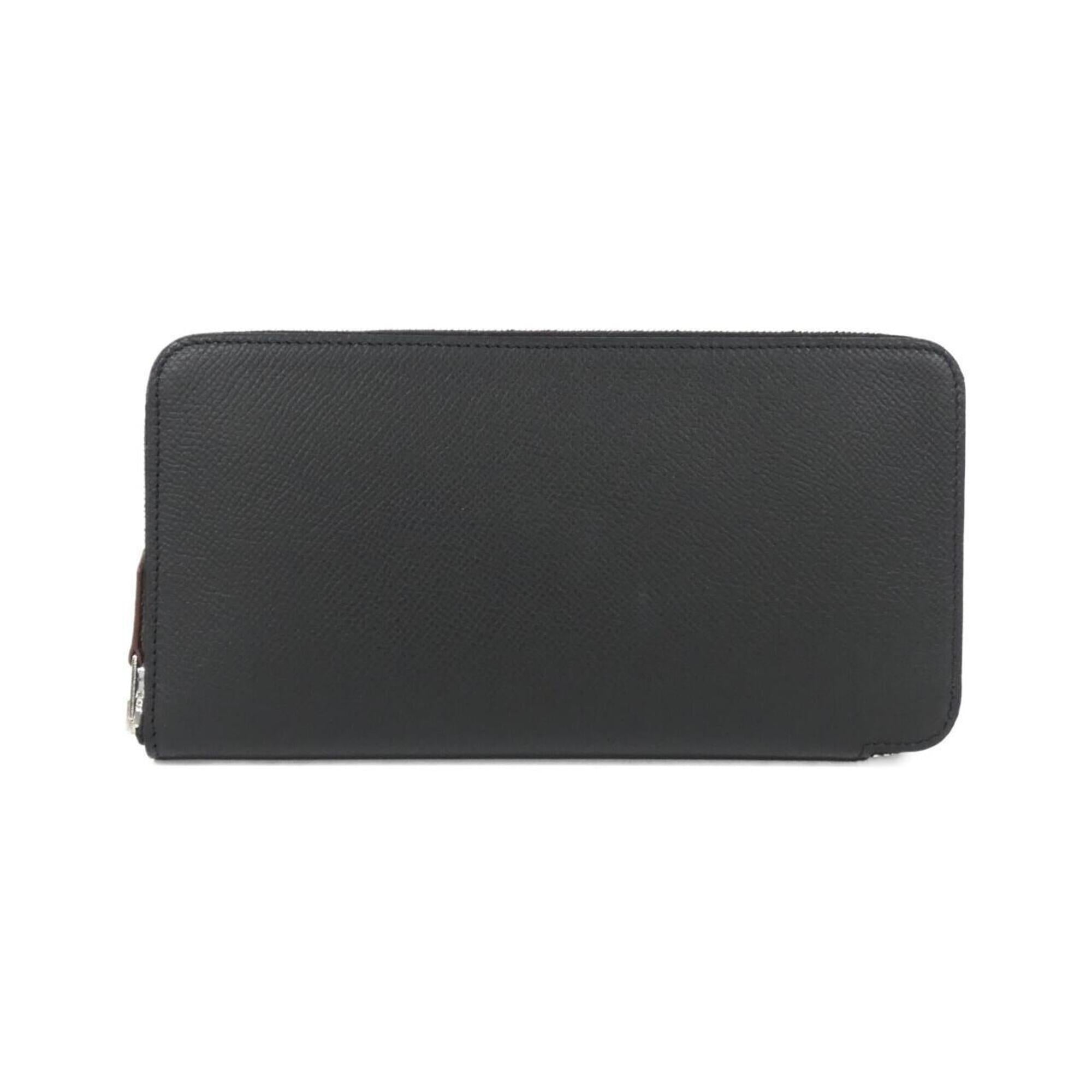 Hermes Black Cassis Epsom Leather Silk Long Wallet (Bi-Fold) (Pre-Owned)