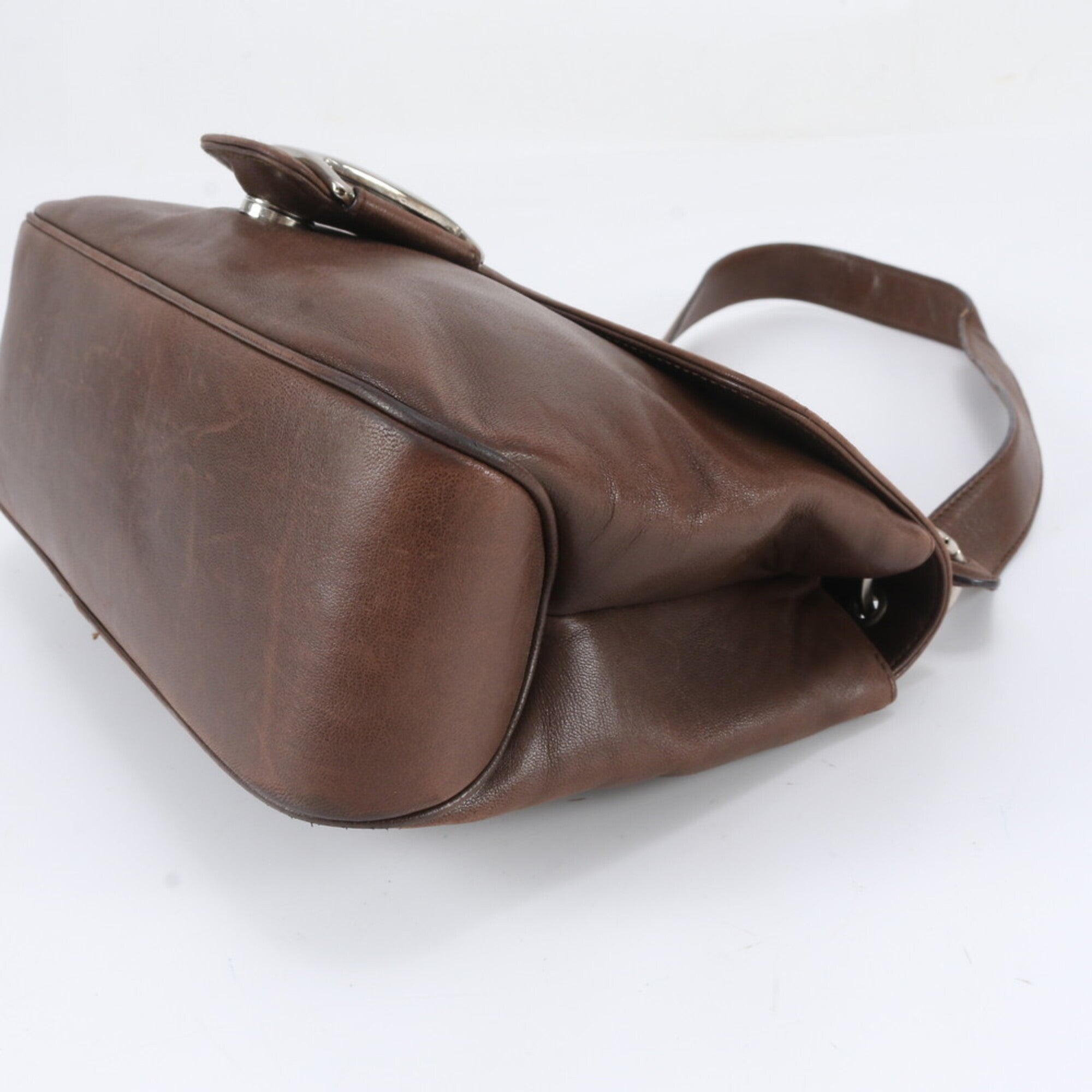 Salvatore Ferragamo Brown Leather Shoulder Bag (Pre-Owned)