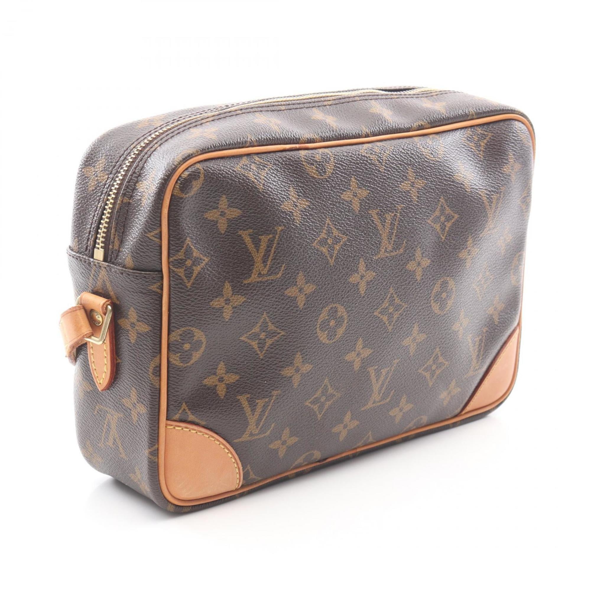 Louis Vuitton Brown Coated Canvas Leather Handbag Shoulder Bag (Pre-Owned)