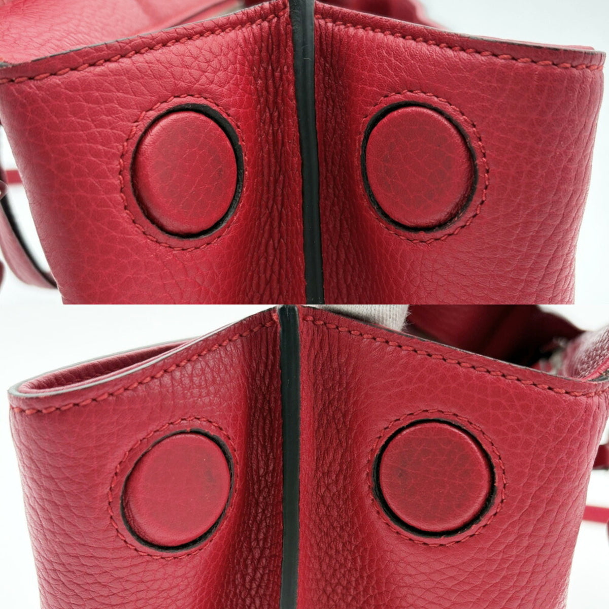 Gucci Bamboo Red Color Leather Handbag Shoulder Bag (Pre-Owned)