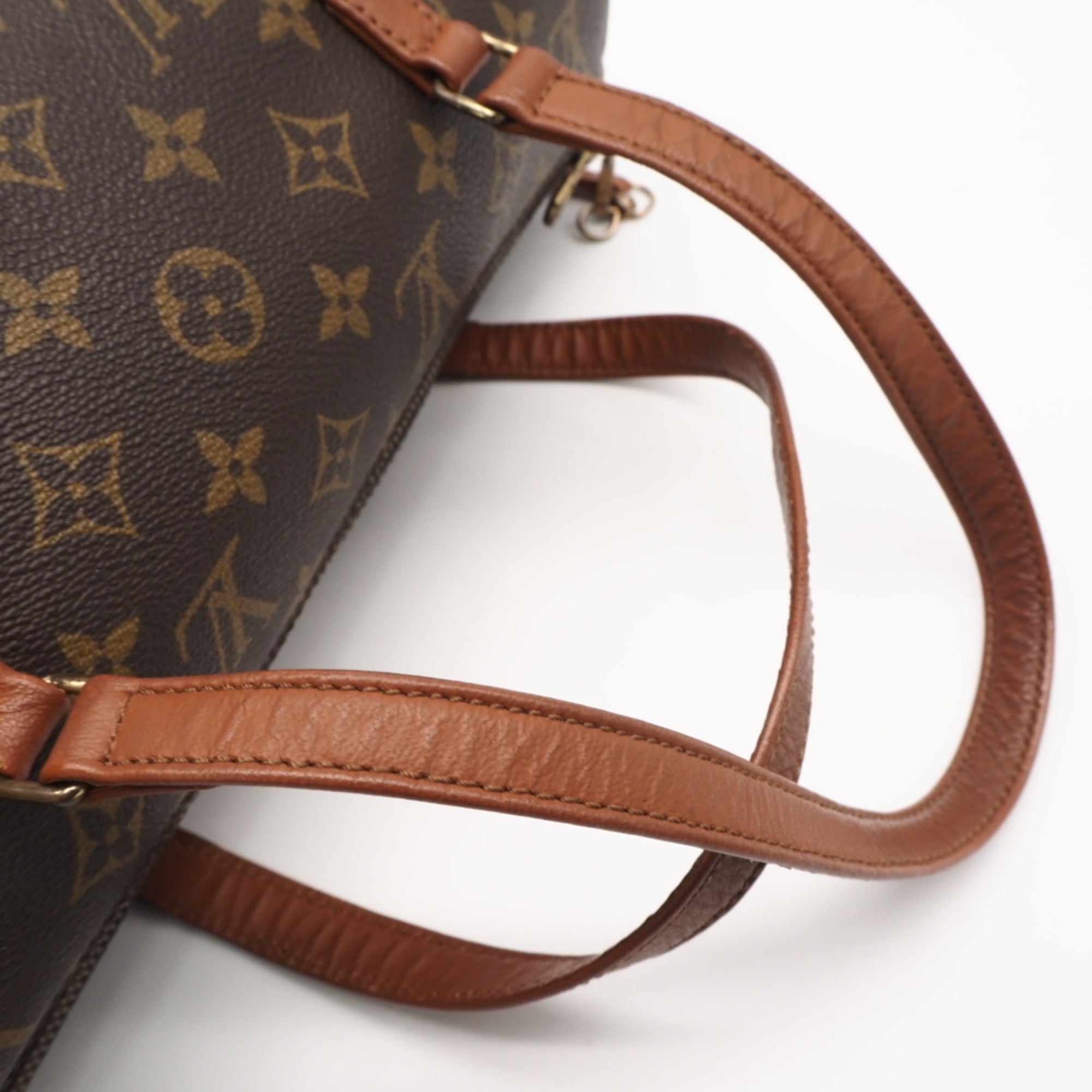 Louis Vuitton Monogram Beige Brown Coated Canvas Leather Handbag (Pre-Owned)