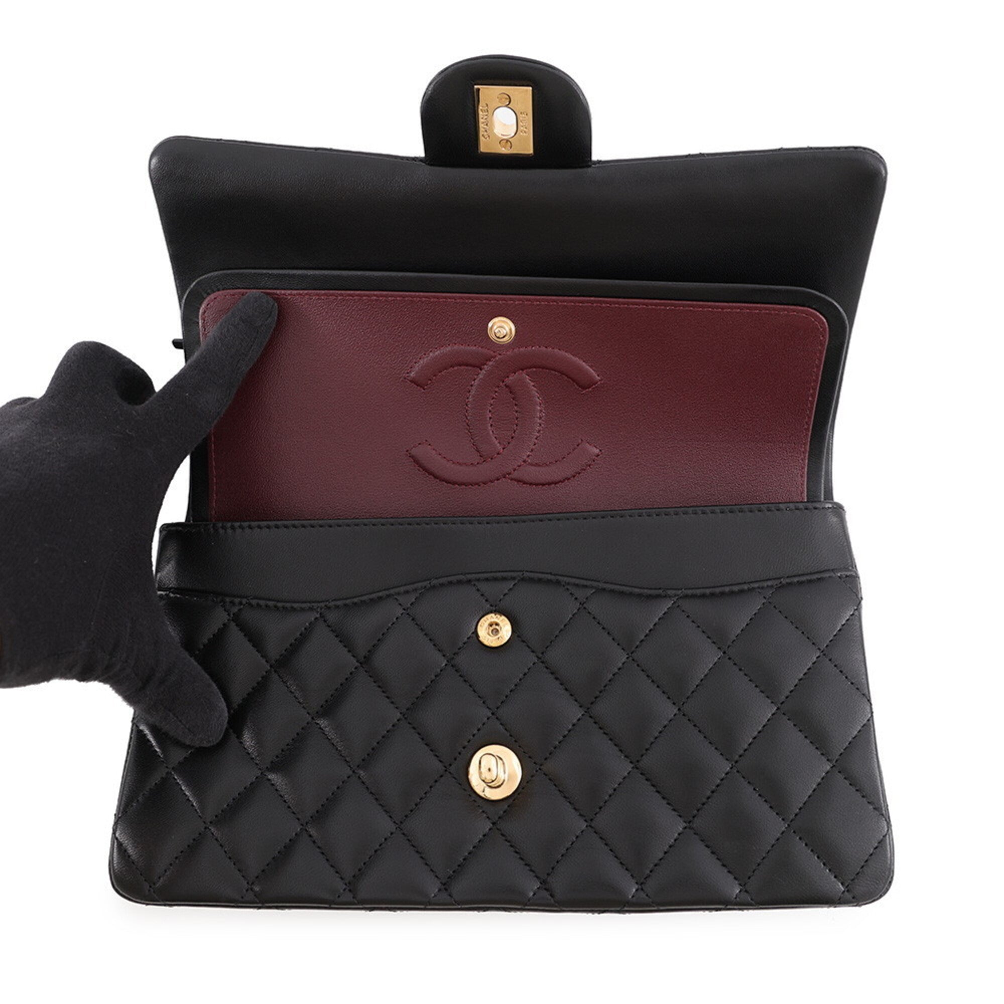 Chanel Black Leather Handbag Shoulder Bag (Pre-Owned)