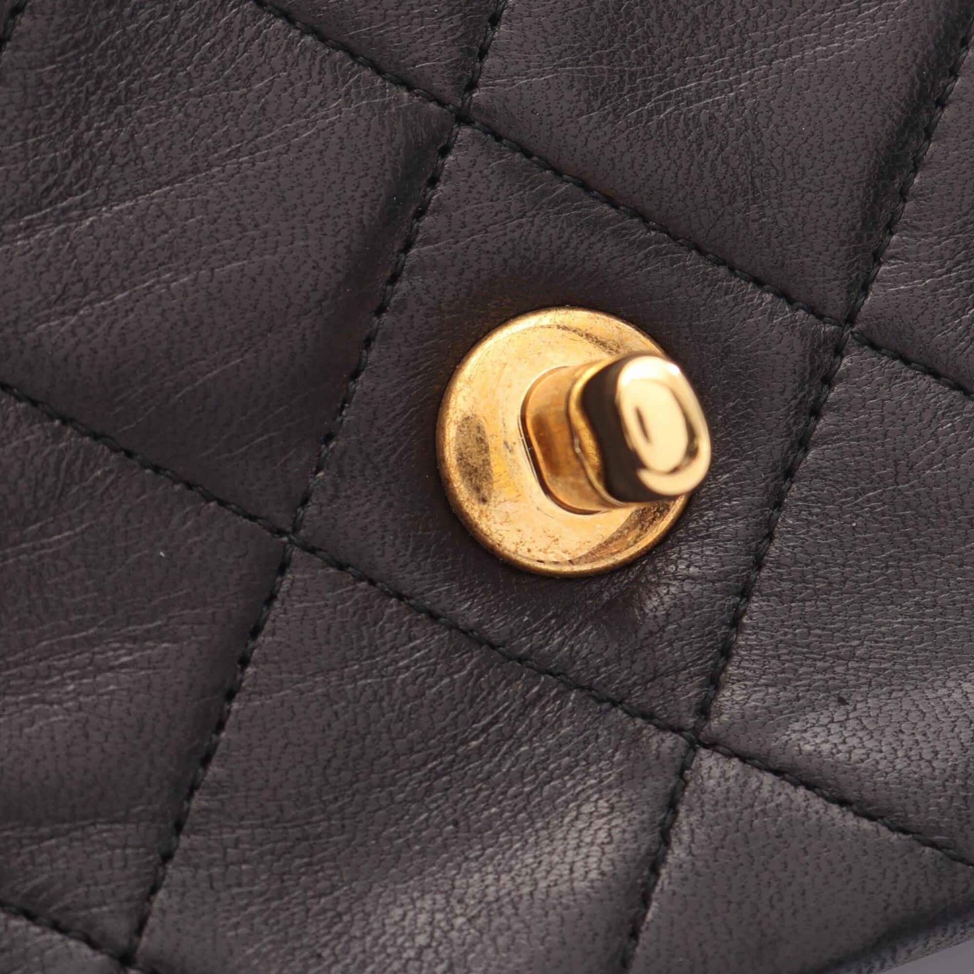 Chanel Black Leather Handbag Shoulder Bag (Pre-Owned)