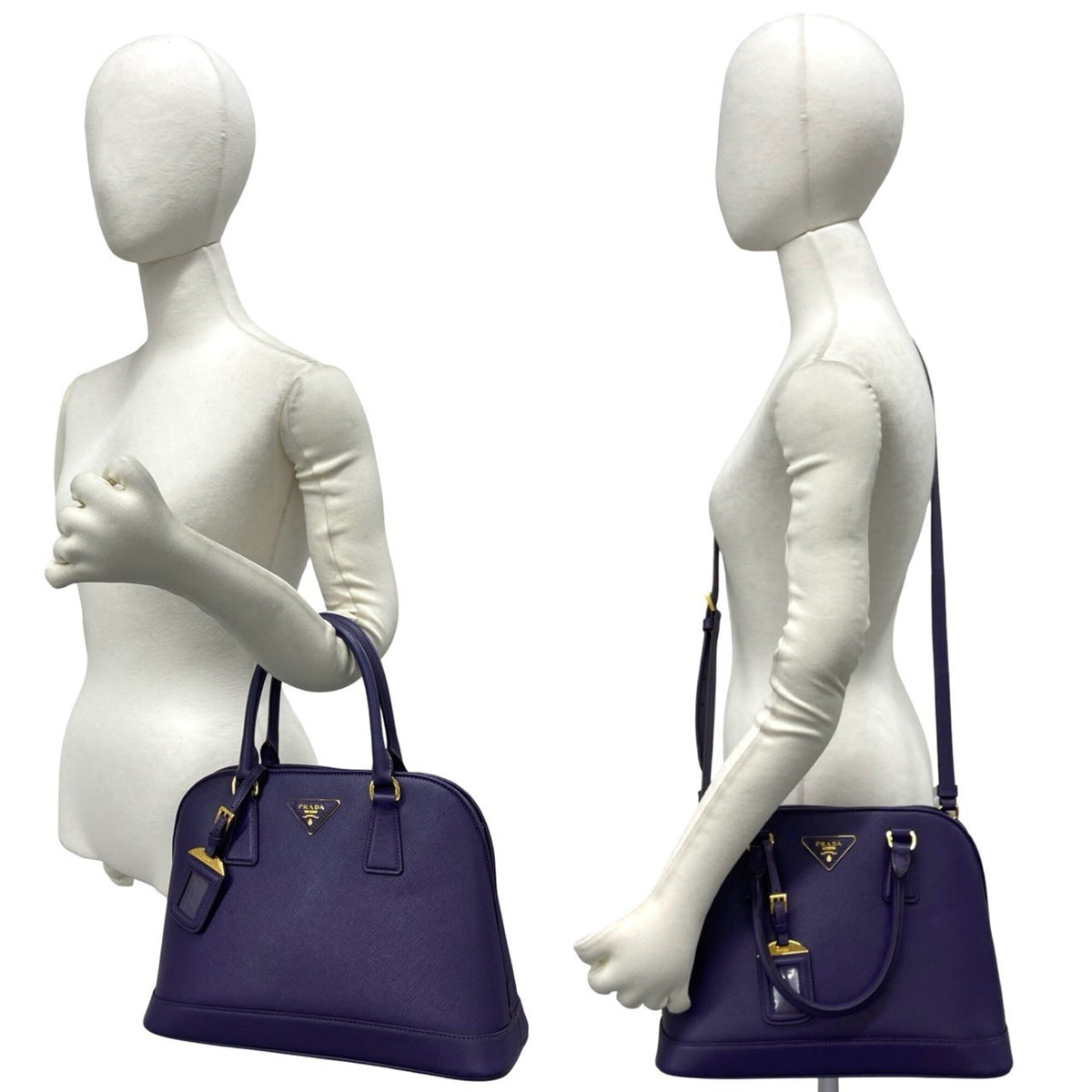 Prada Purple Leather Handbag Shoulder Bag Tote Bag (Pre-Owned)