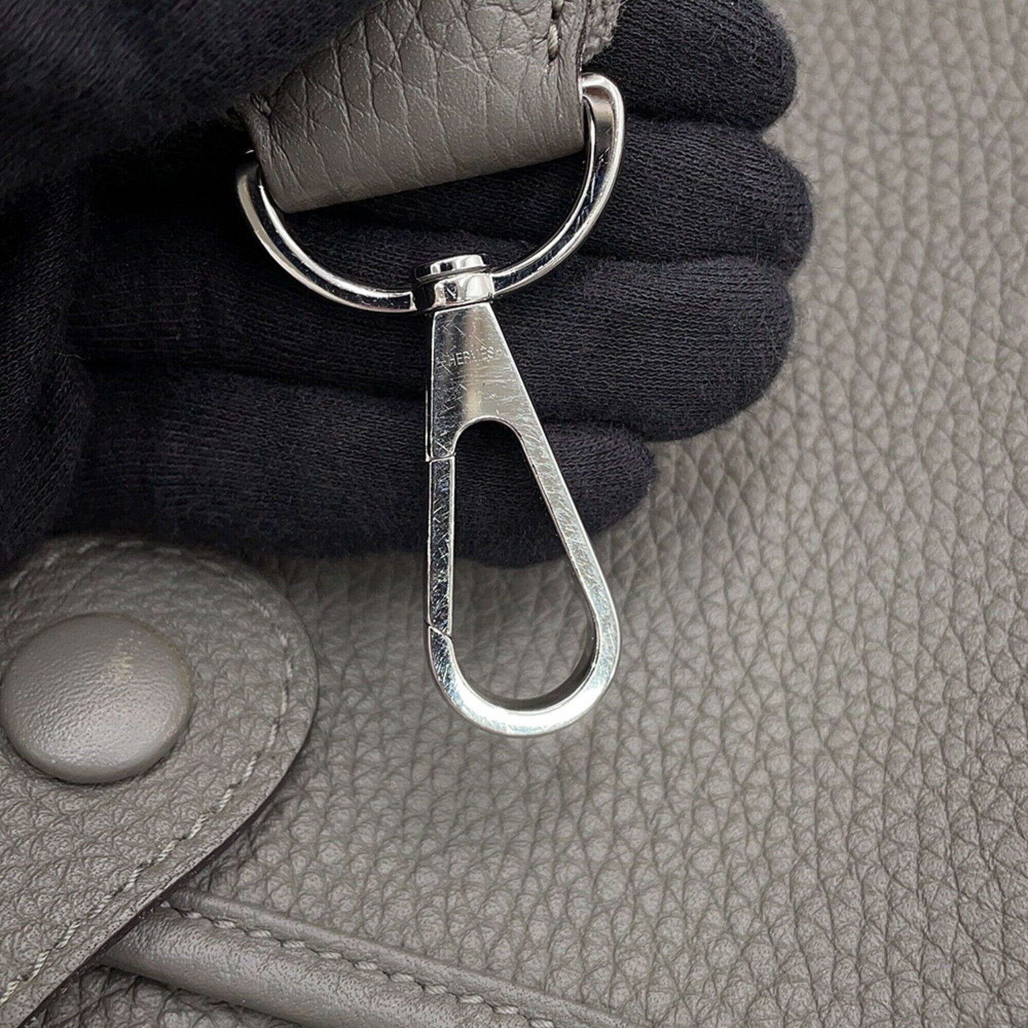 Hermes Evelyne Silver Taurillon Clemence Leather Handbag Shoulder Bag (Pre-Owned)