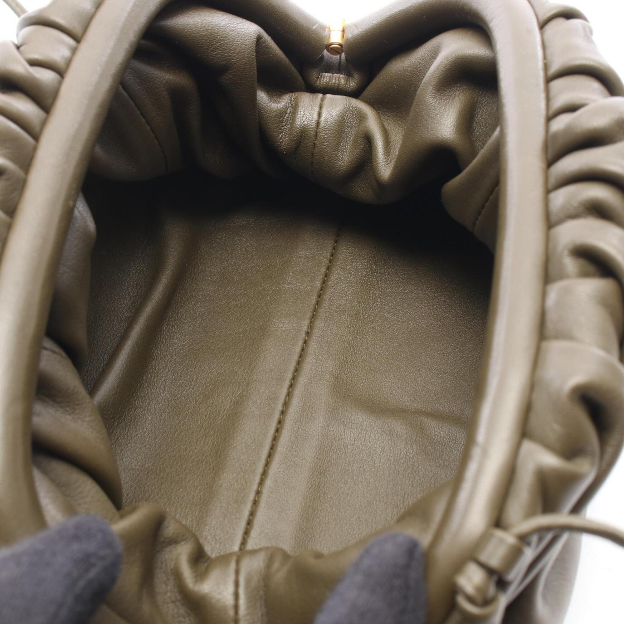 Bottega Veneta Khaki Leather Handbag Pouch Shoulder Bag (Pre-Owned)
