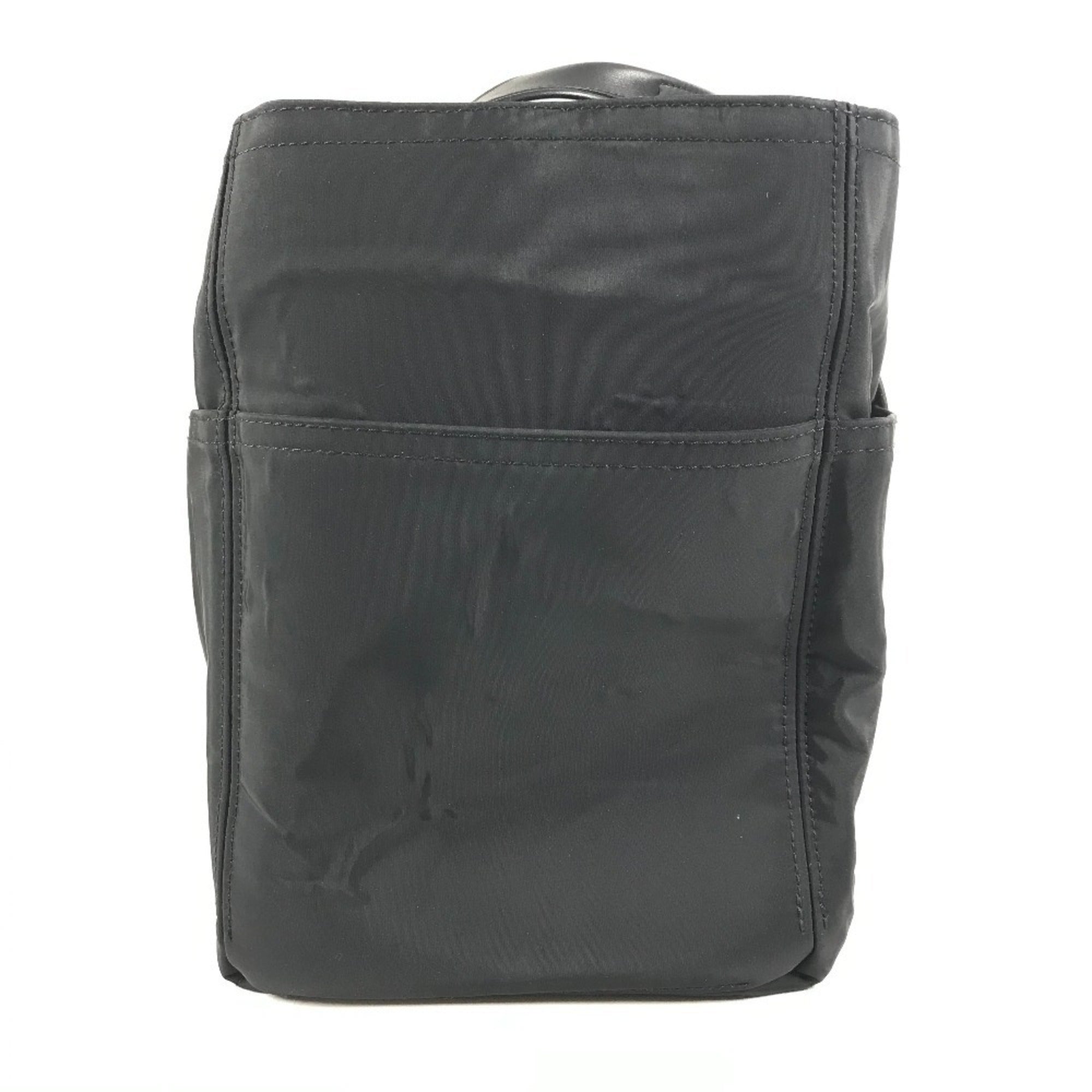 Hermes Black Leather Nylon Boston Bag Handbag Tote Bag (Pre-Owned)