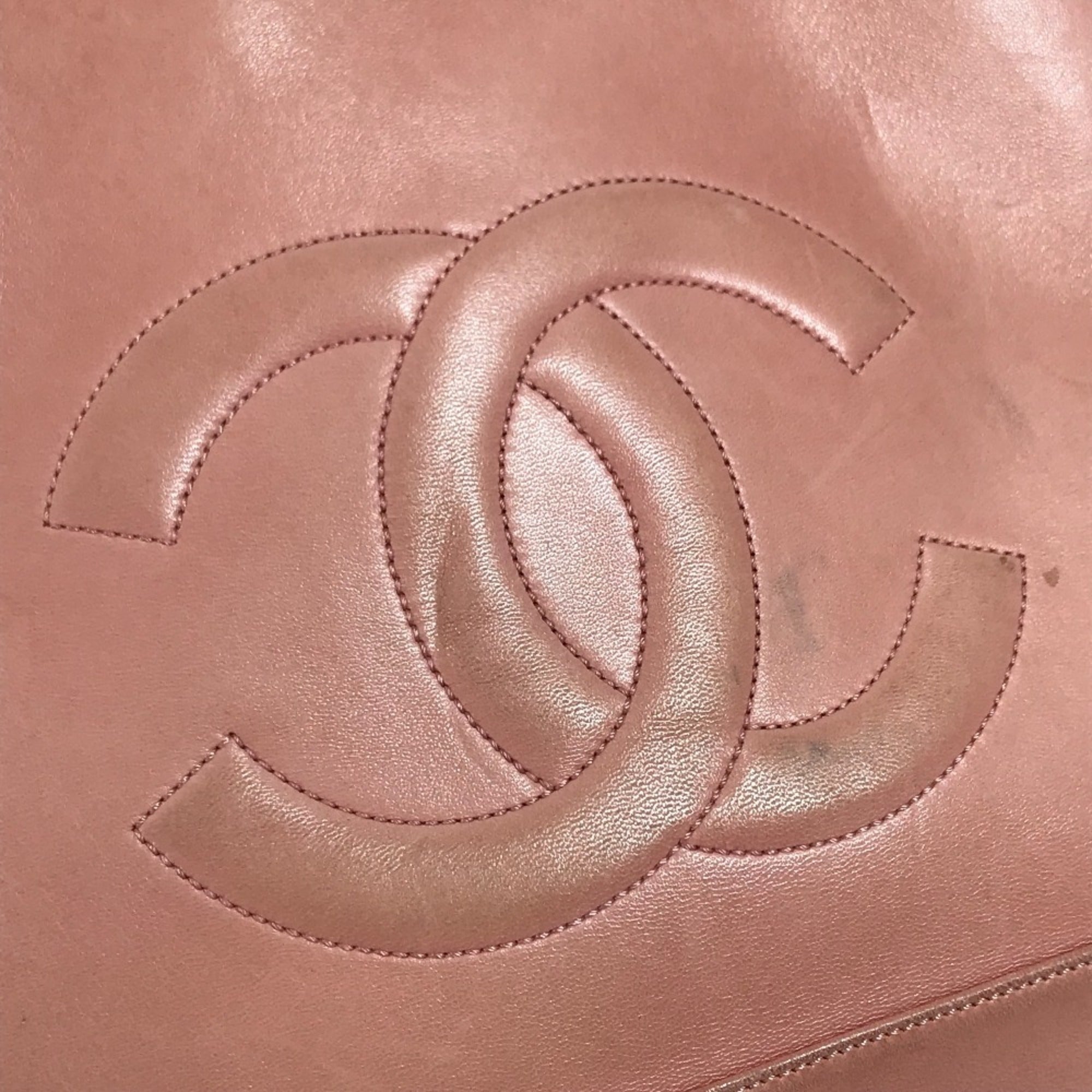 Chanel Pink Leather Shoulder Bag Tote Bag (Pre-Owned)