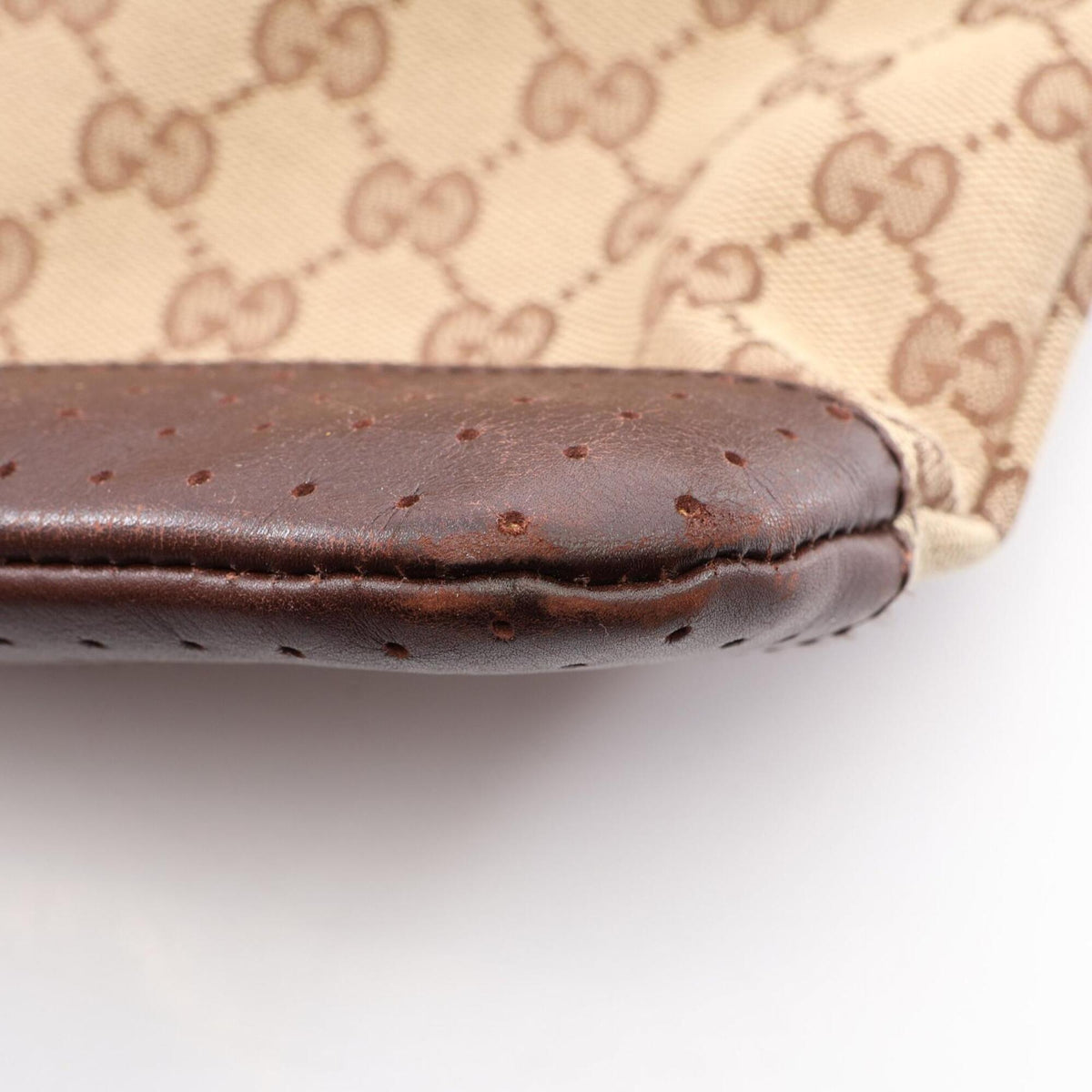 Gucci Beige Brown Canvas Leather Handbag Shoulder Bag (Pre-Owned)