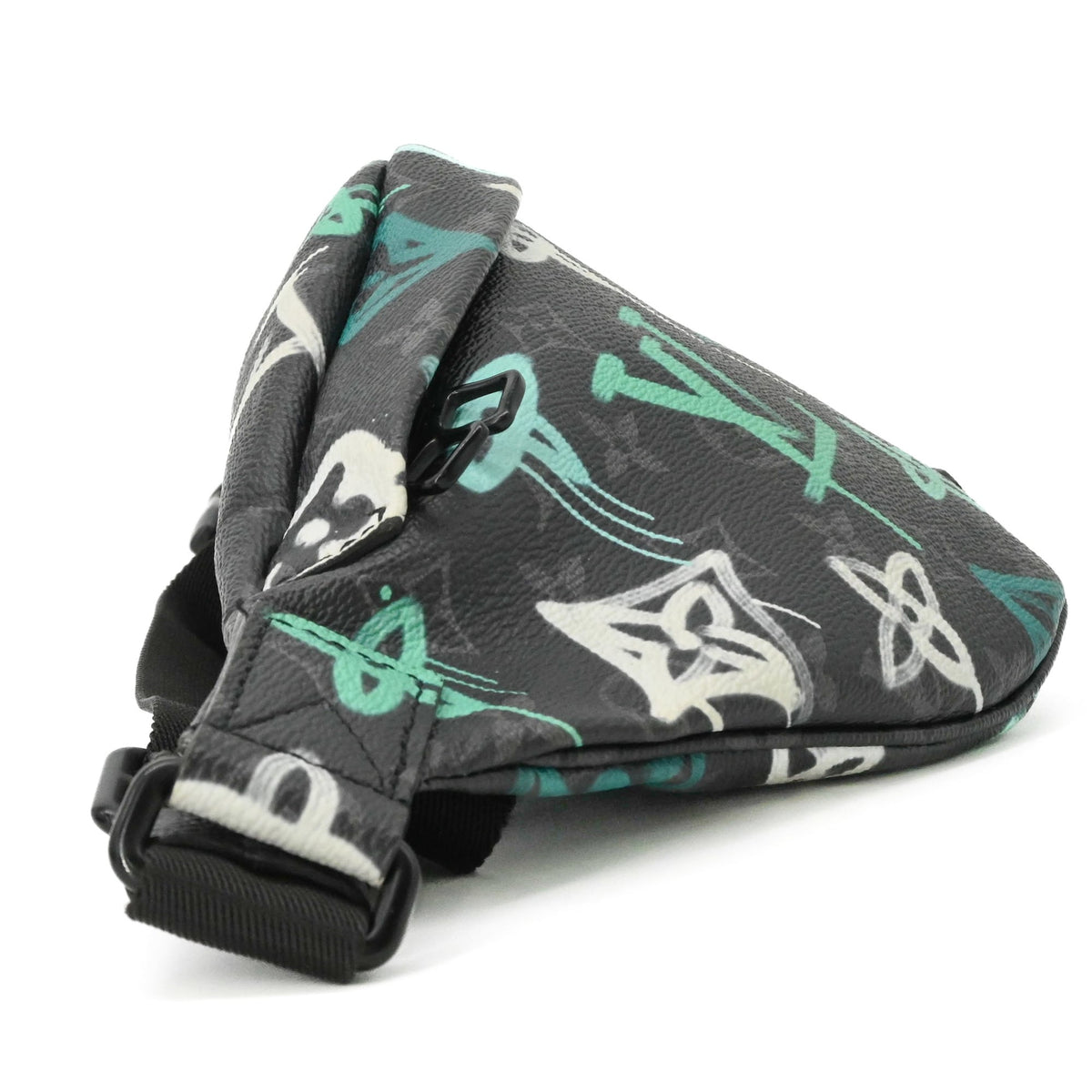 Louis Vuitton Black Green Monogram Canvas Leather Sling Bag (Pre-Owned)