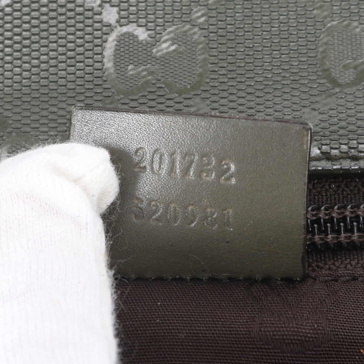 Gucci Green Khaki Leather Coated Canvas Messenger Bag Shoulder Bag Tote Bag (Pre-Owned)