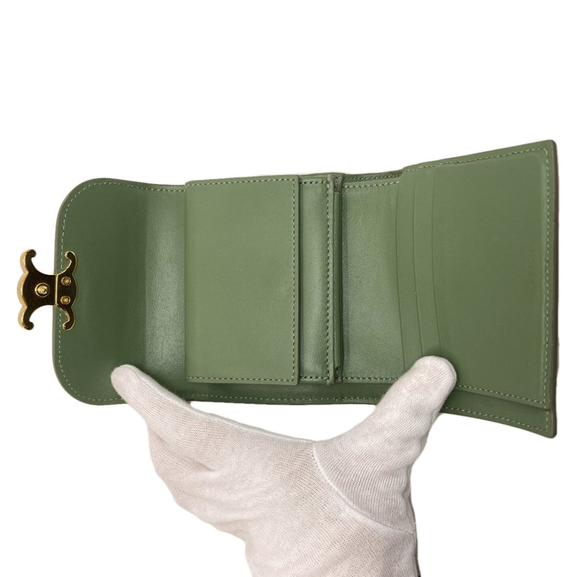 Celine Green Leather Wallet (Bi-Fold) (Pre-Owned)